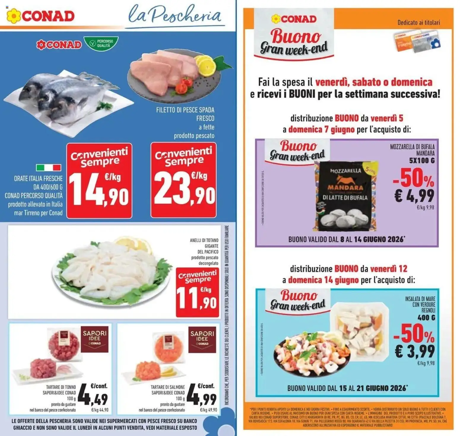 Volantino Conad del 03/06/2026 | Pagina: 17 | Prodotti: Salmone, Pesce, Mozzarella, Totano