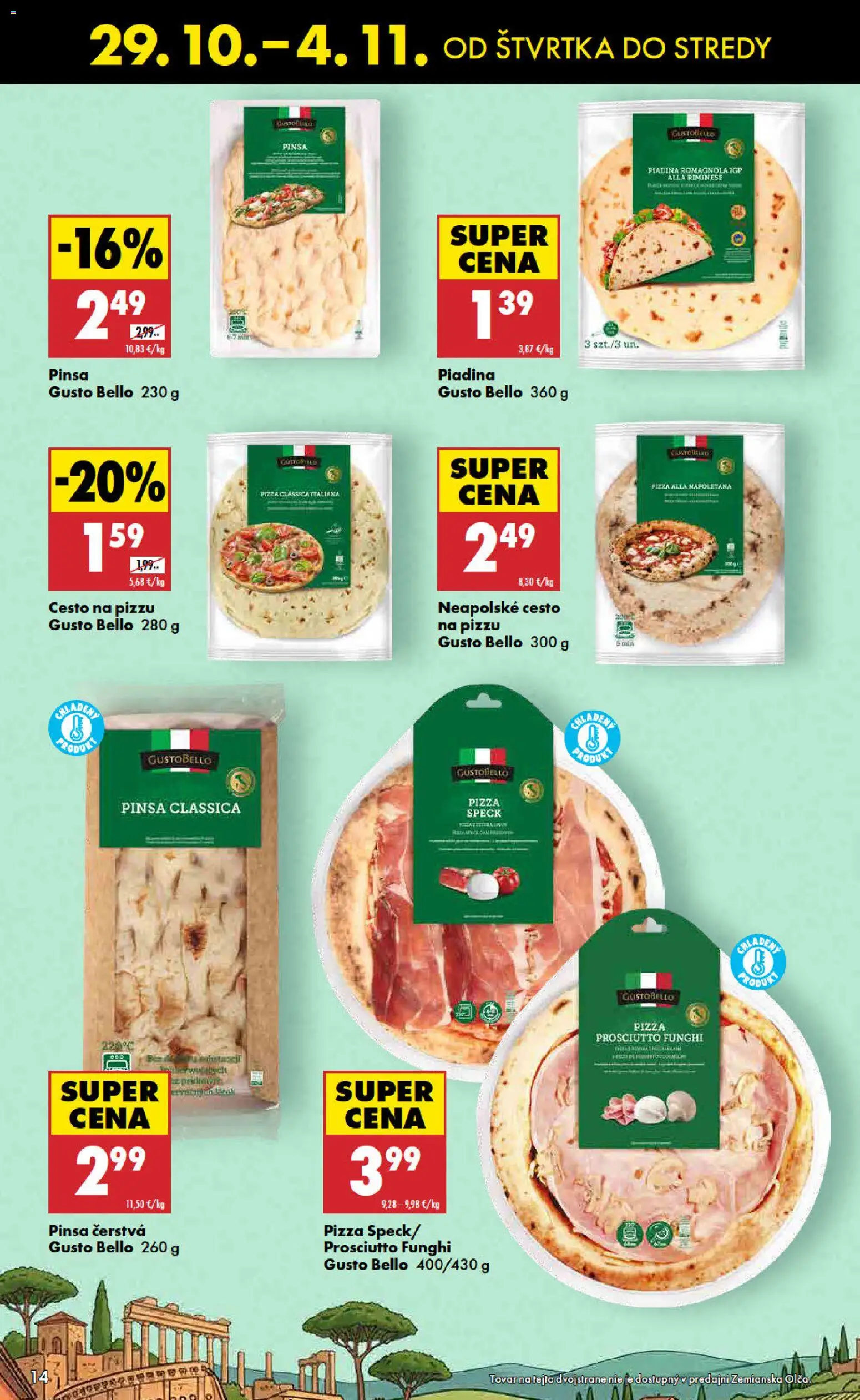 Nové Biedronka akcie – leták je platný od 29.10.2026 | Strana: 14 | Produkty: Pizza, Cesto, Prosciutto