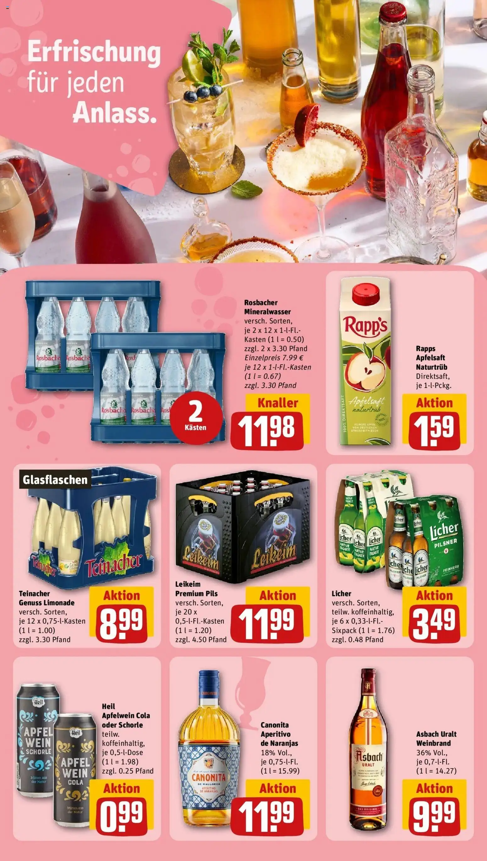 REWE Prospekt ab 03.08.2026 zum Blättern » Angebote | Seite: 19 | Produkte: Cola, Äpfel, Apfelsaft, Asbach