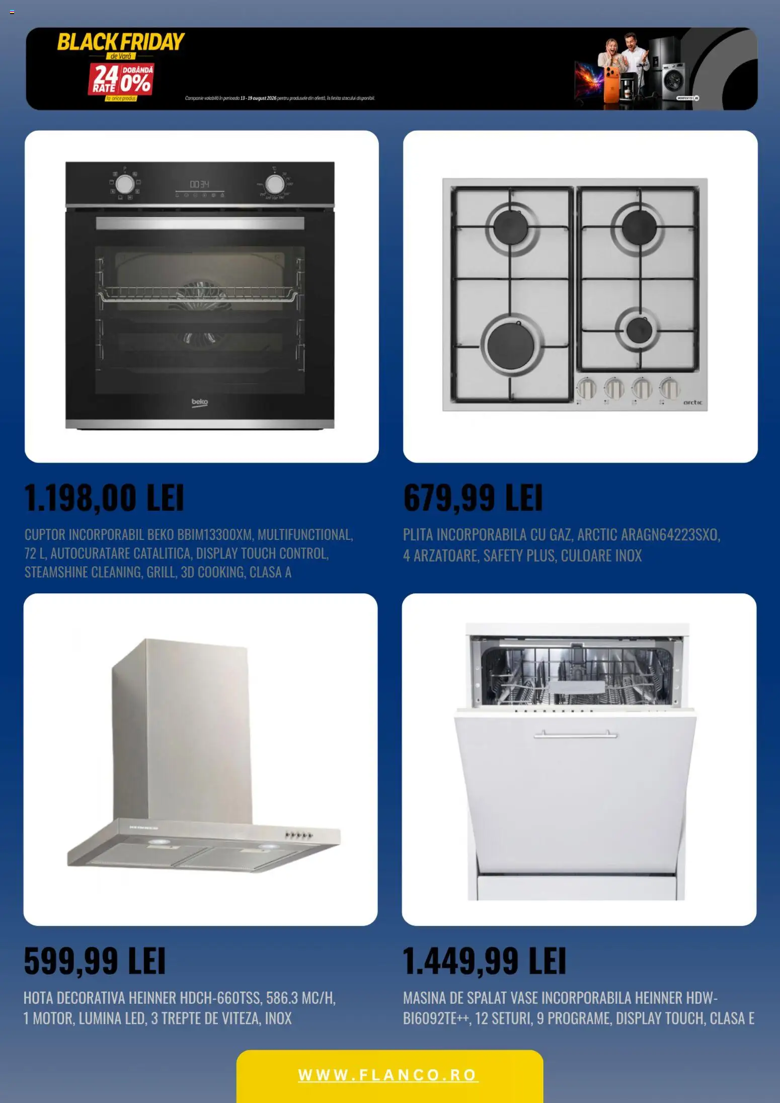 Noul catalog Flanco – valabil de la 13.08.2026 | Pagină: 4 | Produse: Hotă, Mașină De Spălat, Plită, Black