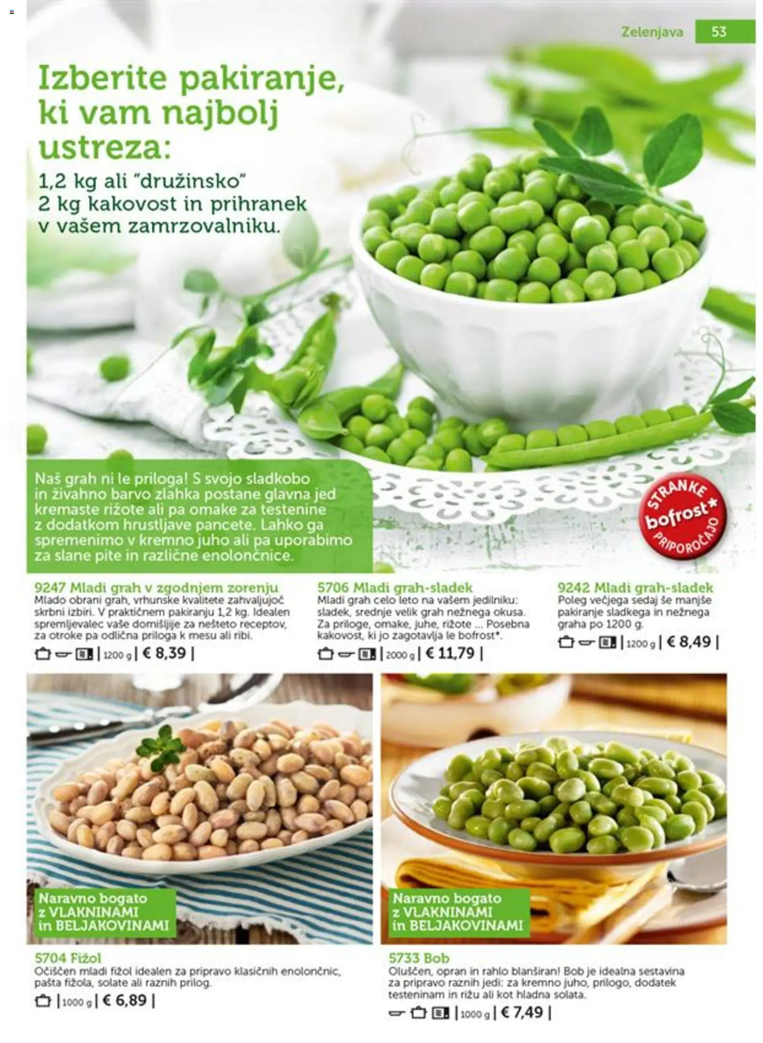 Novi Bofrost katalog ponudbe – veljaven od 01.07.2026 | Stran: 53 | Izdelki: Testenine, Zelenjava, Grah