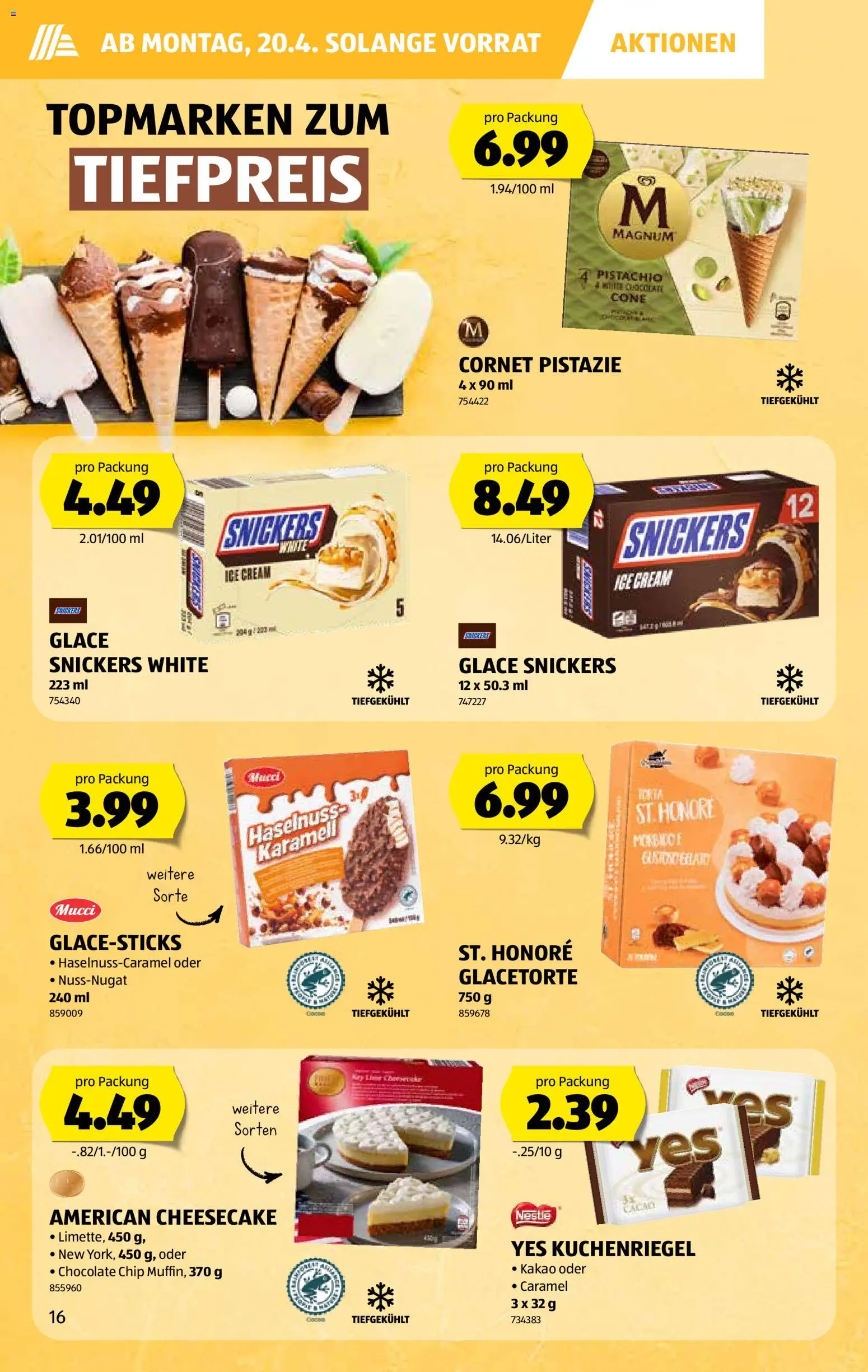 Aldi aktionen – gültig ab 16.04.2026 | Seite: 17 | Produkte: En Kommode, Glace, Snickers
