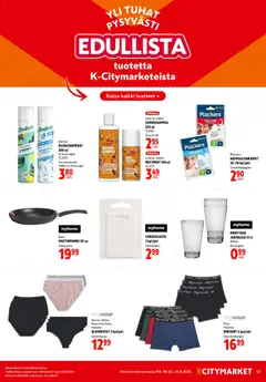 K-Citymarket-mainoslehti voimassa 22/06/2026 alkaen | Sivu: 17 | Tuotteet: Saippua, Paistinpannu, Suihku, Alushousut
