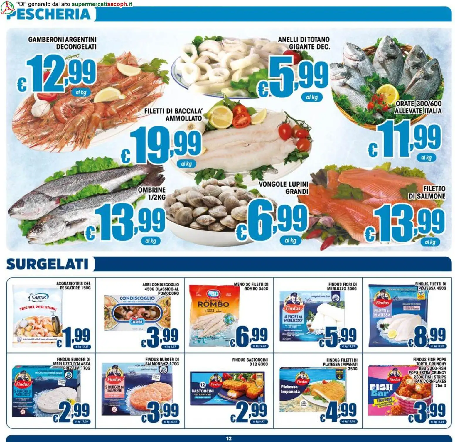 Volantino Sacoph del 23/09/2026 | Pagina: 12 | Prodotti: Salmone, Vongole, Gamberoni, Fiori