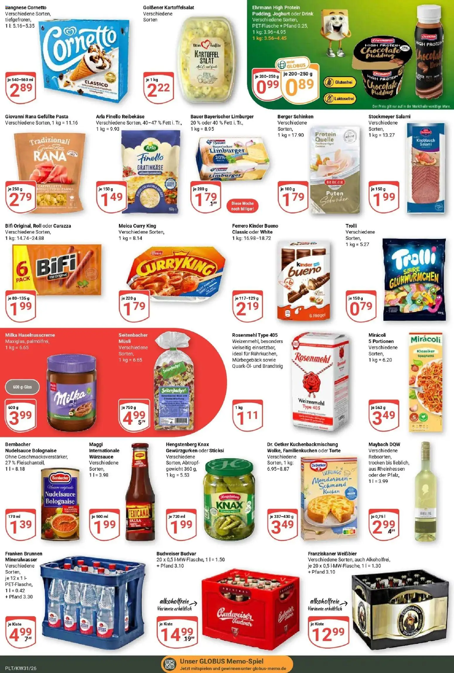 Globus Prospekt Plattling – gültig ab 20.07.2026 | Seite: 6 | Produkte: Bifi, Pudding, Knoblauch, Reibekase