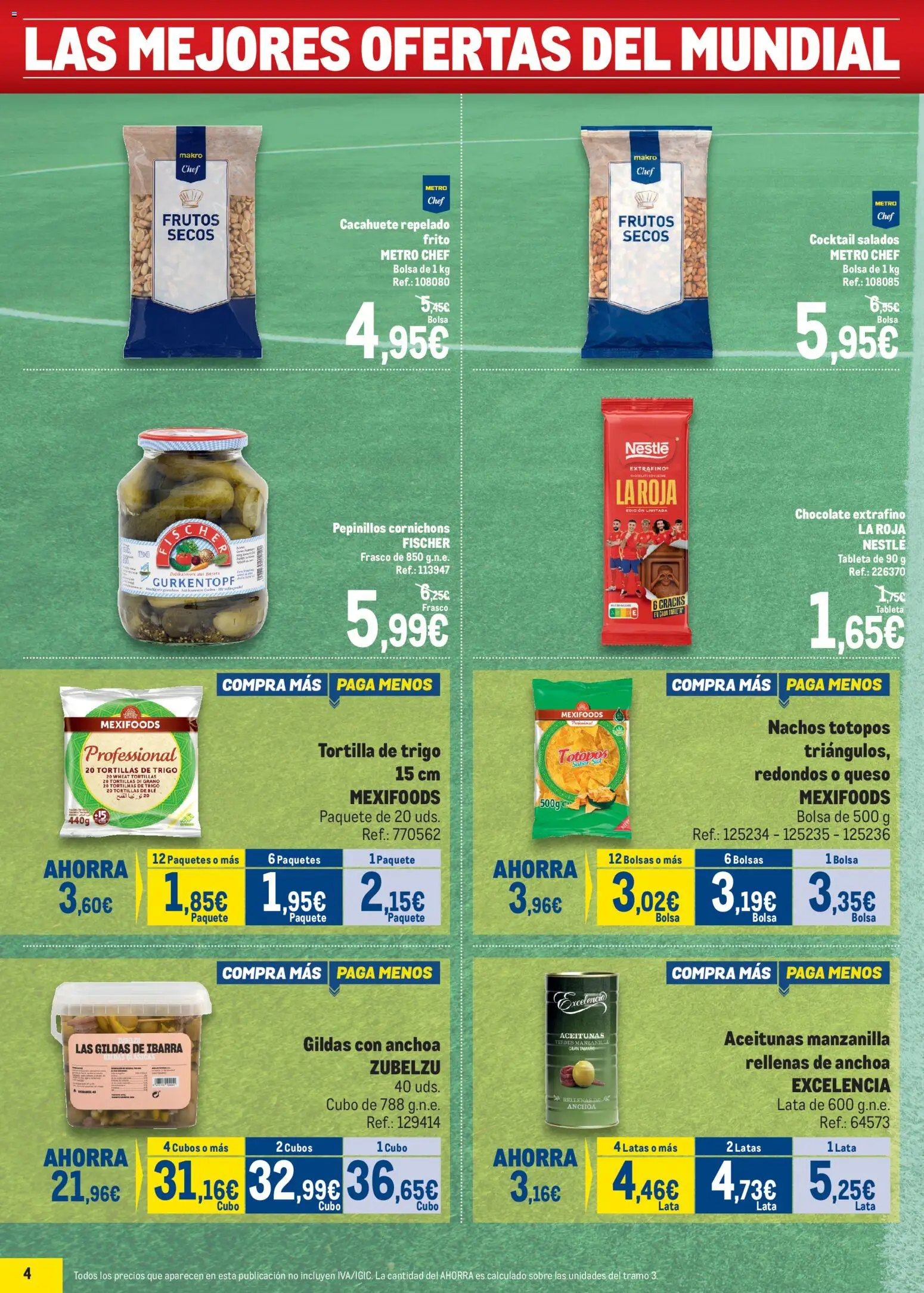 Makro Precios Mundial Canarias │ válido desde el 01.06.2026 | Página: 4 | Productos: Καλτσάκια μισά, Chocolate, Tableta, Anchoa