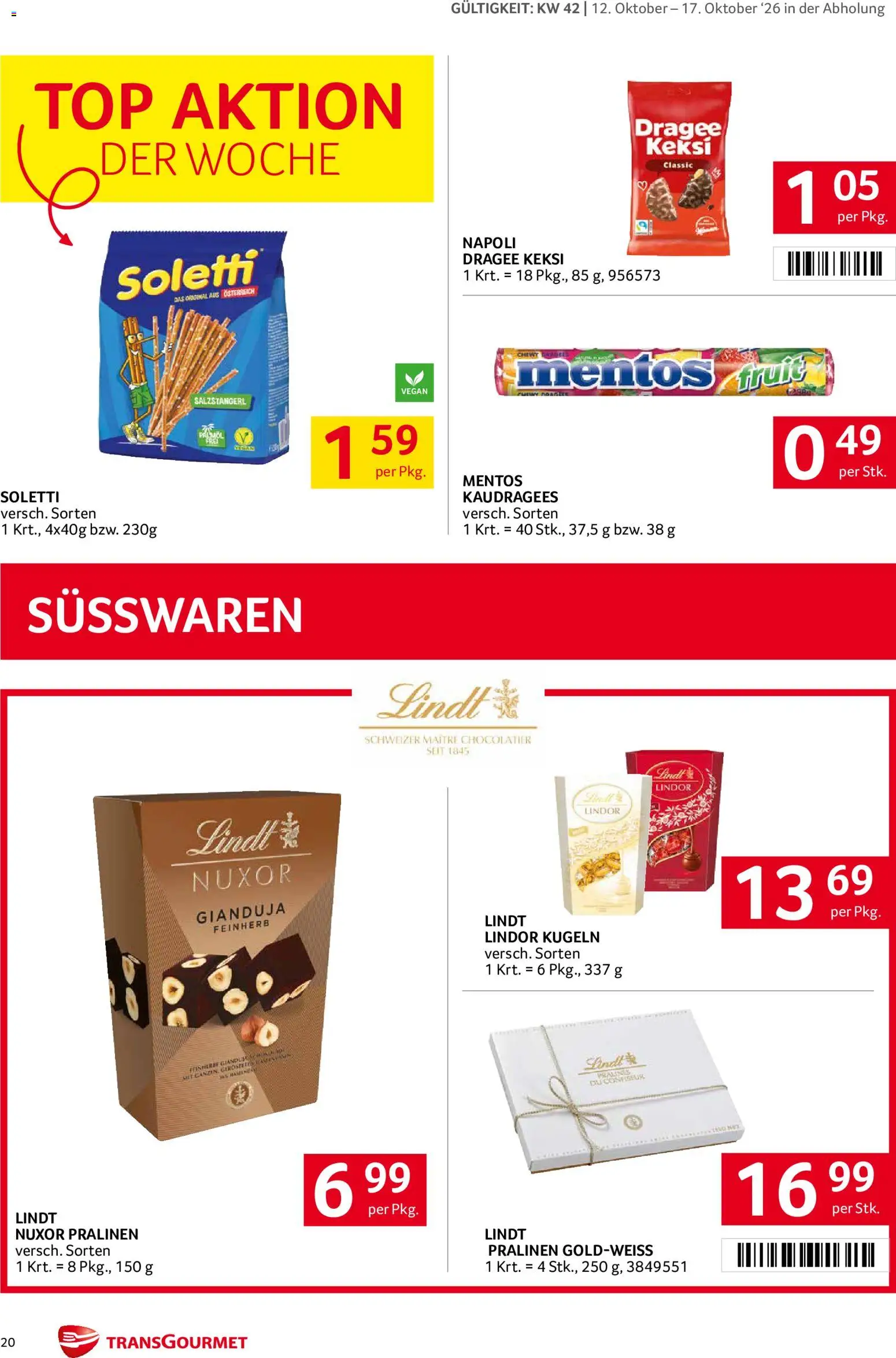Transgourmet Broschüre gültig ab 11.10.2026 | Seite: 19 | Produkte: Süßwaren