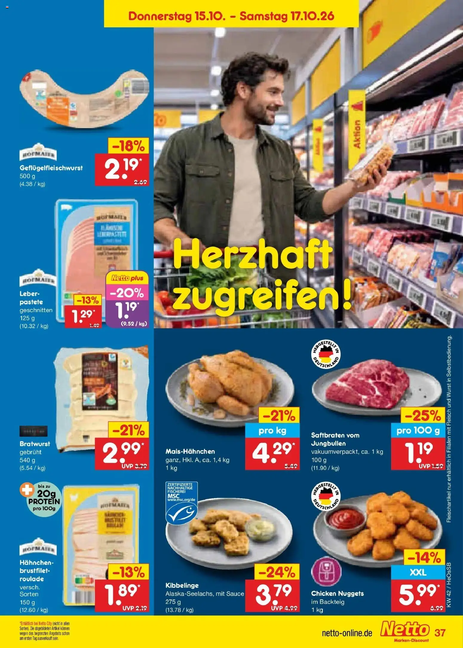 Netto Marken-Discount Prospekt Rostock – gültig ab 12.10.2026 | Seite: 51 | Produkte: Hahnchen, Bratwurst, Wurst, Fleisch