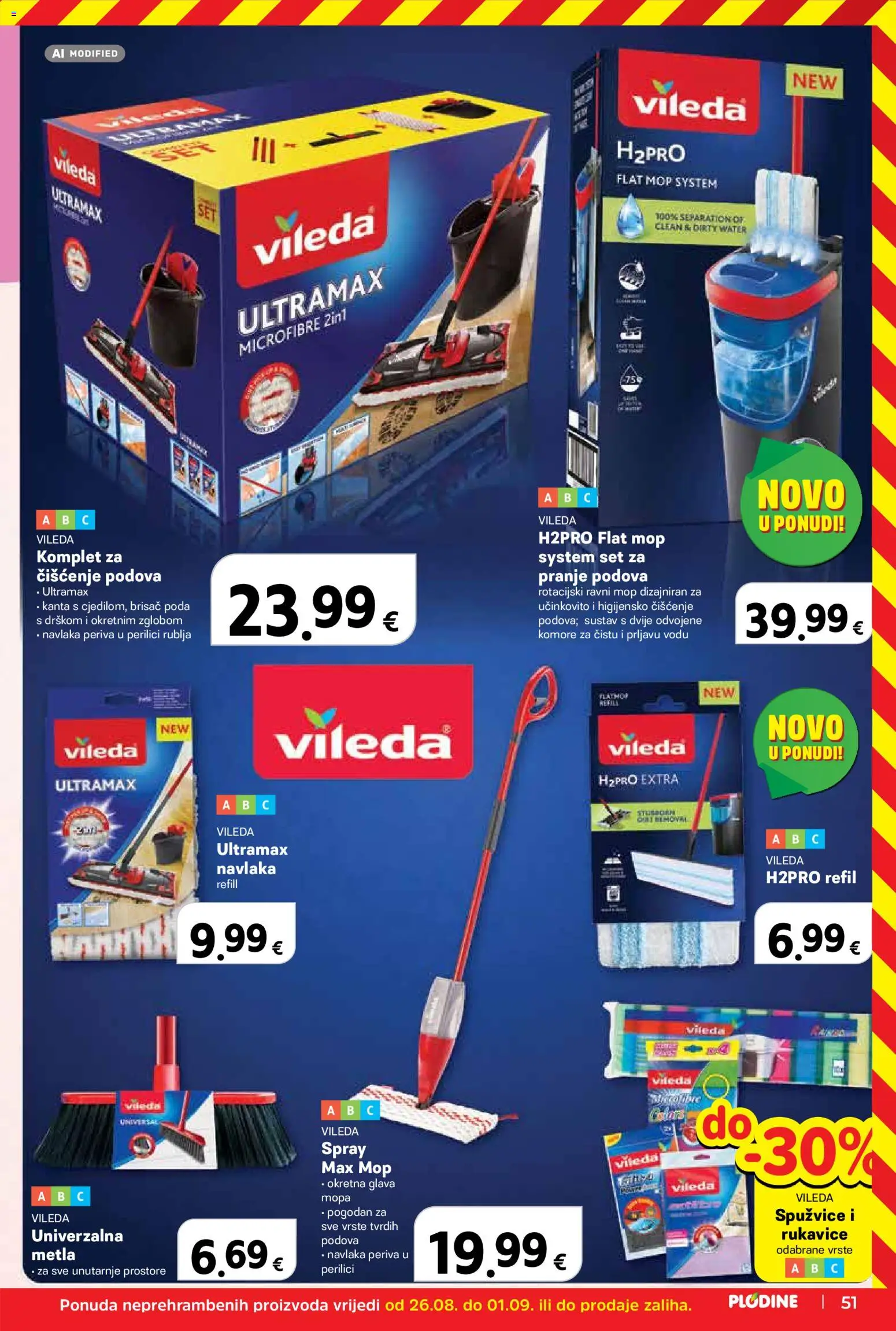 Plodine katalog | vrijedi od 02.09.2026 | Stranica: 51 | Proizvodi: Brisac poda, Mop komplet, Metla, Vileda