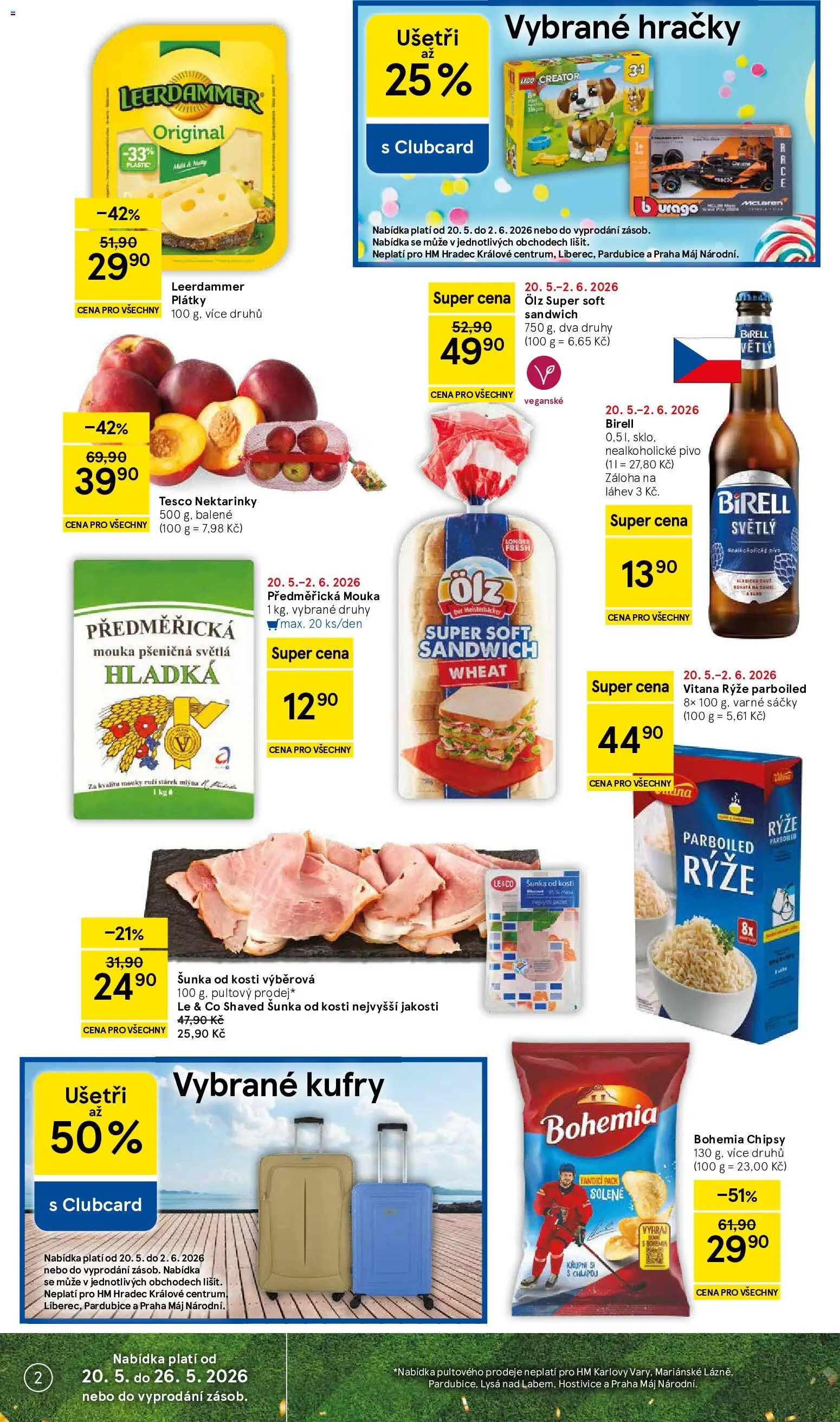 Tesco leták - Hypermarket od 20.05.2026 | Strana: 2 | Produkty: Birell, Nealkoholické pivo, Mouka, Chipsy