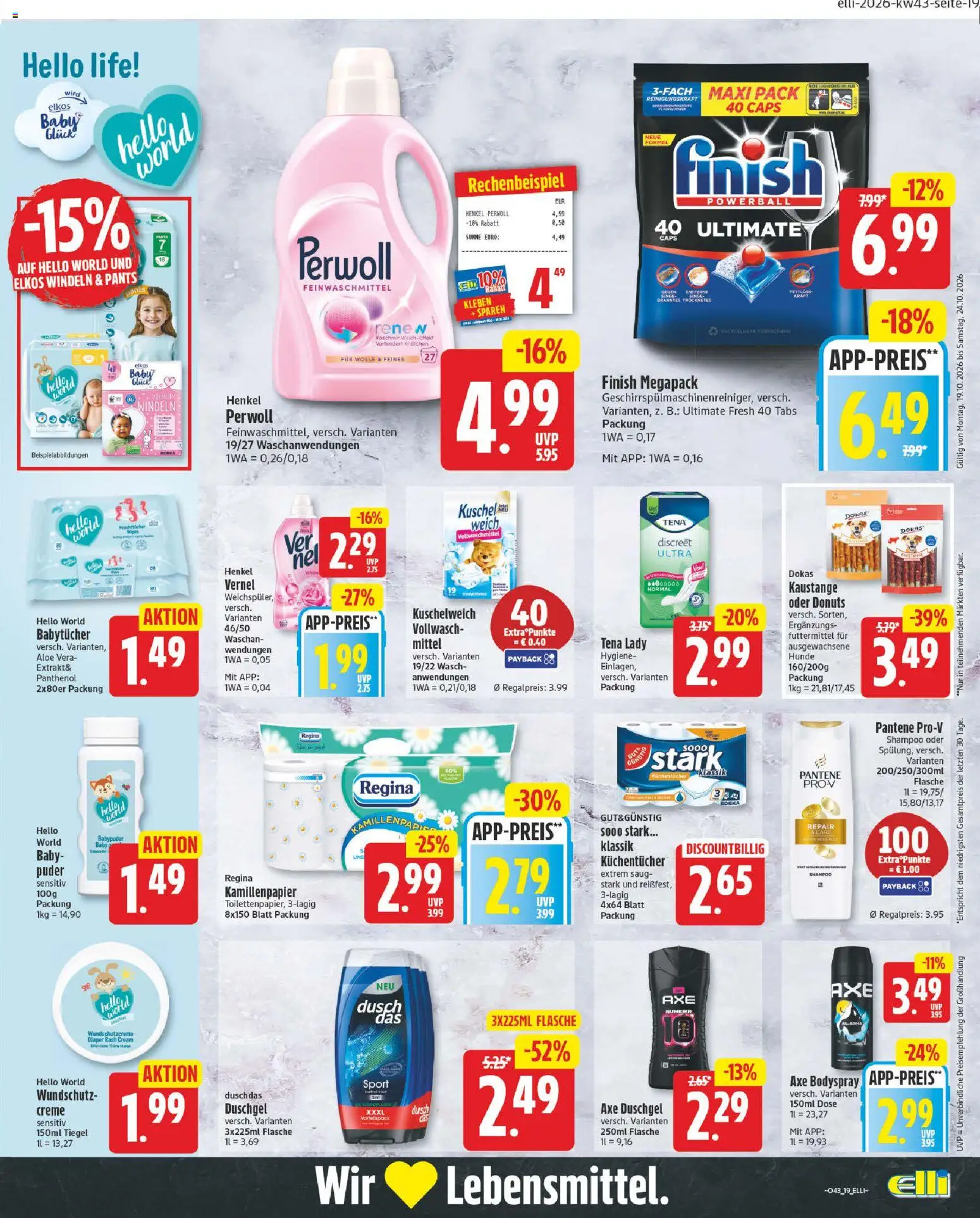 Elli Markt Prospekt Gütersloh – gültig ab 19.10.2026 | Seite: 21 | Produkte: Perwoll, Duschdas, Axe, Vernel