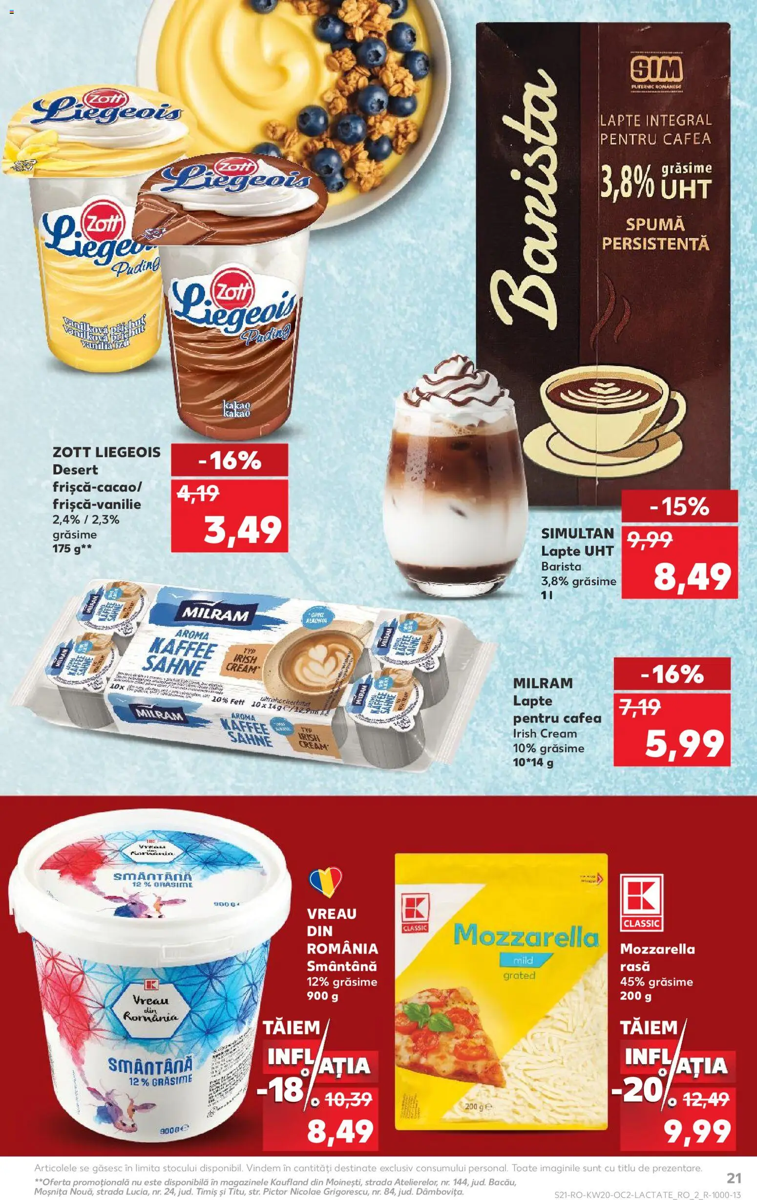 Noul catalog Kaufland – valabil de la 13.05.2026 | Pagină: 21 | Produse: Mozzarella, Lapte, Cafea, Smântână