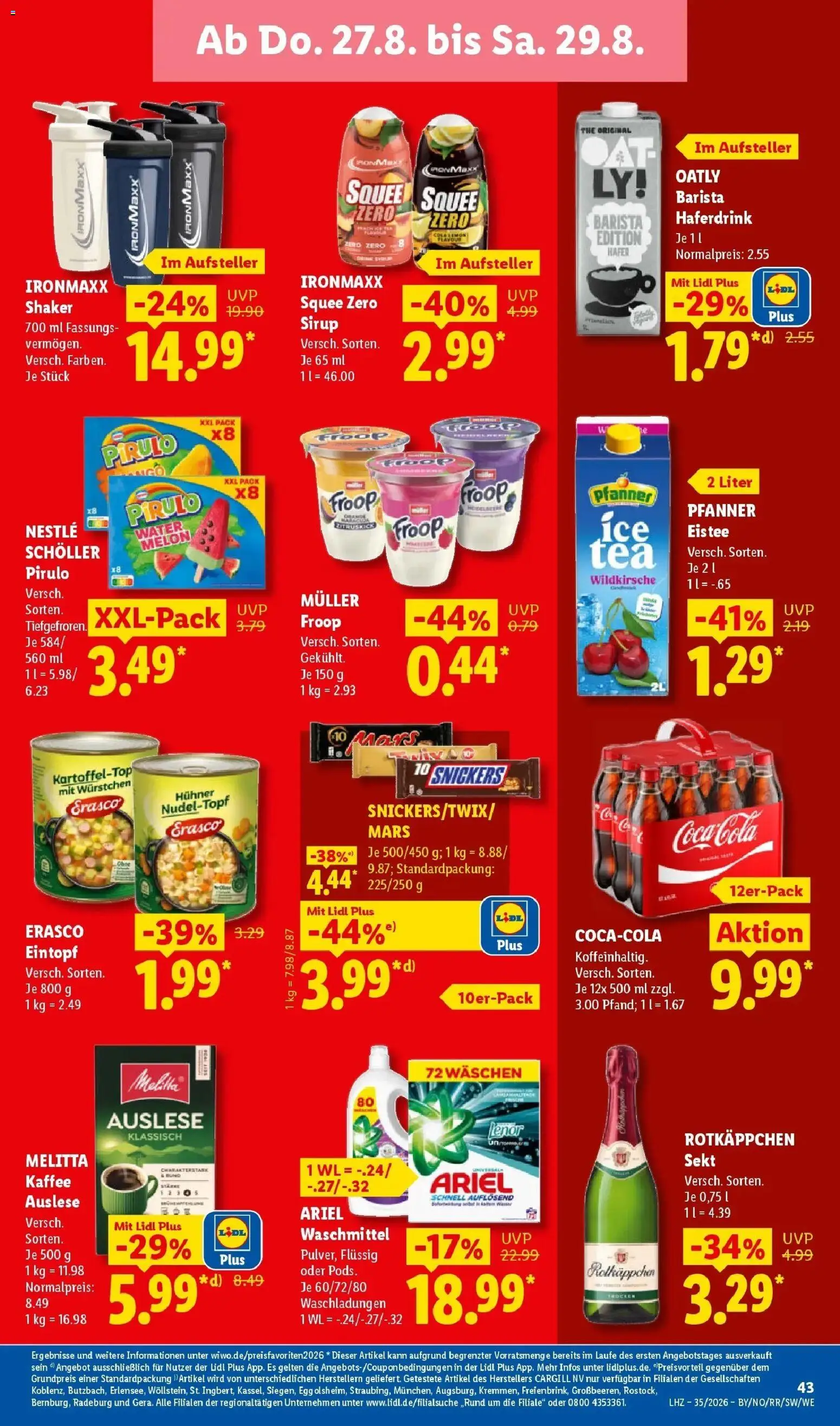 Lidl Prospekt Düsseldorf (ab 24.08.2026) zum Blättern » Angebote | Seite: 67 | Produkte: Rotkappchen sekt, Lenor, Ariel, Sirup