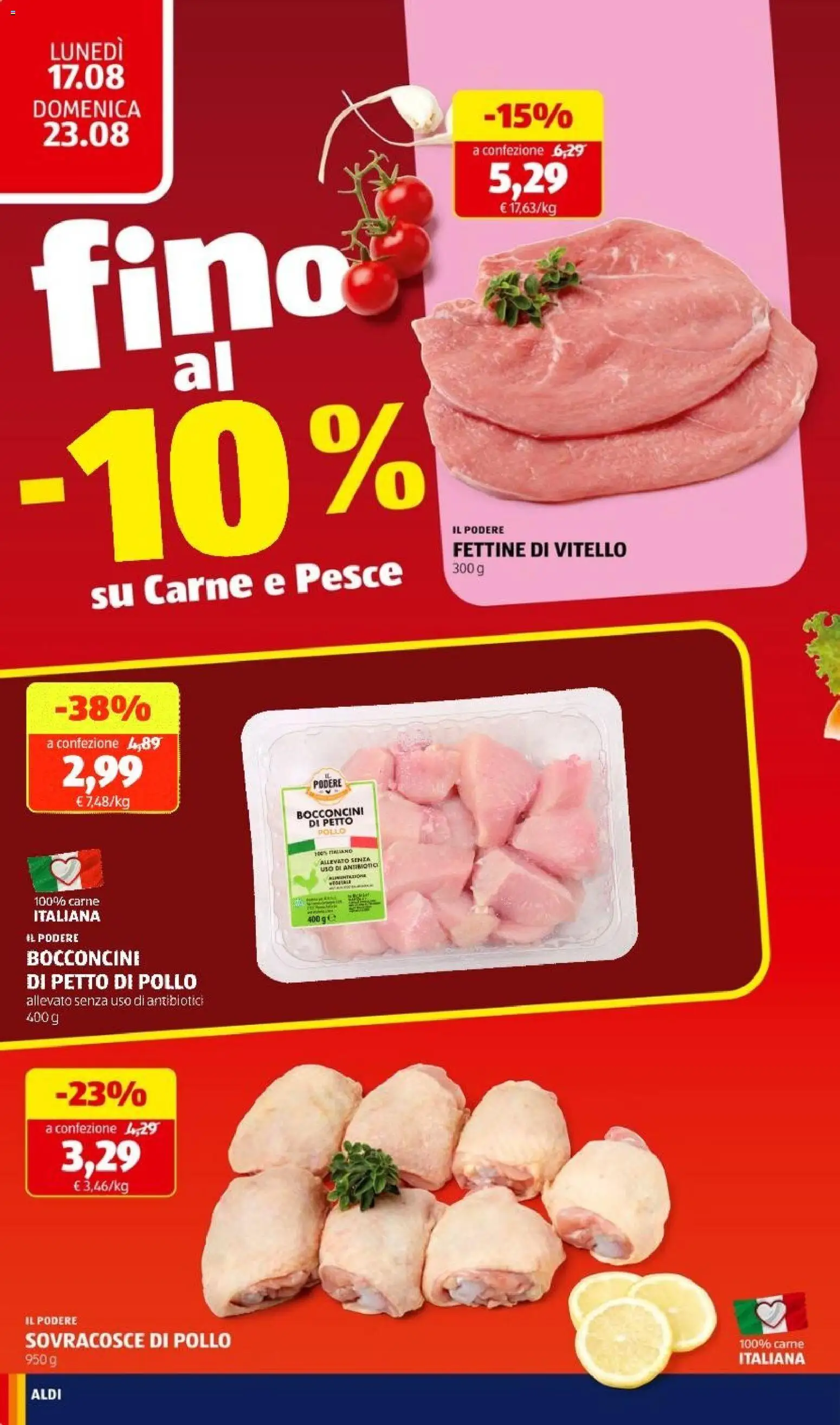 Volantino Aldi del 17/08/2026 | Pagina: 12 | Prodotti: Petto di Pollo, Pollo, Vitello, Carne