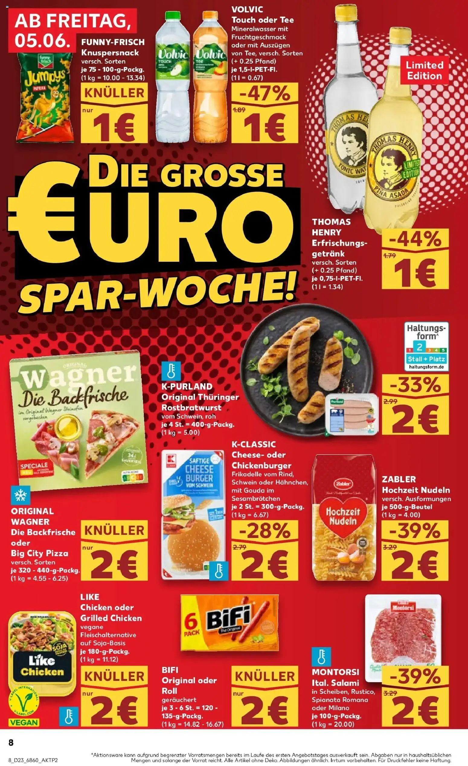 Kaufland Prospekt Bad Kreuznach – gültig ab 04.06.2026 | Seite: 8 | Produkte: Volvic touch, Mineralwasser, Pasta, Salami