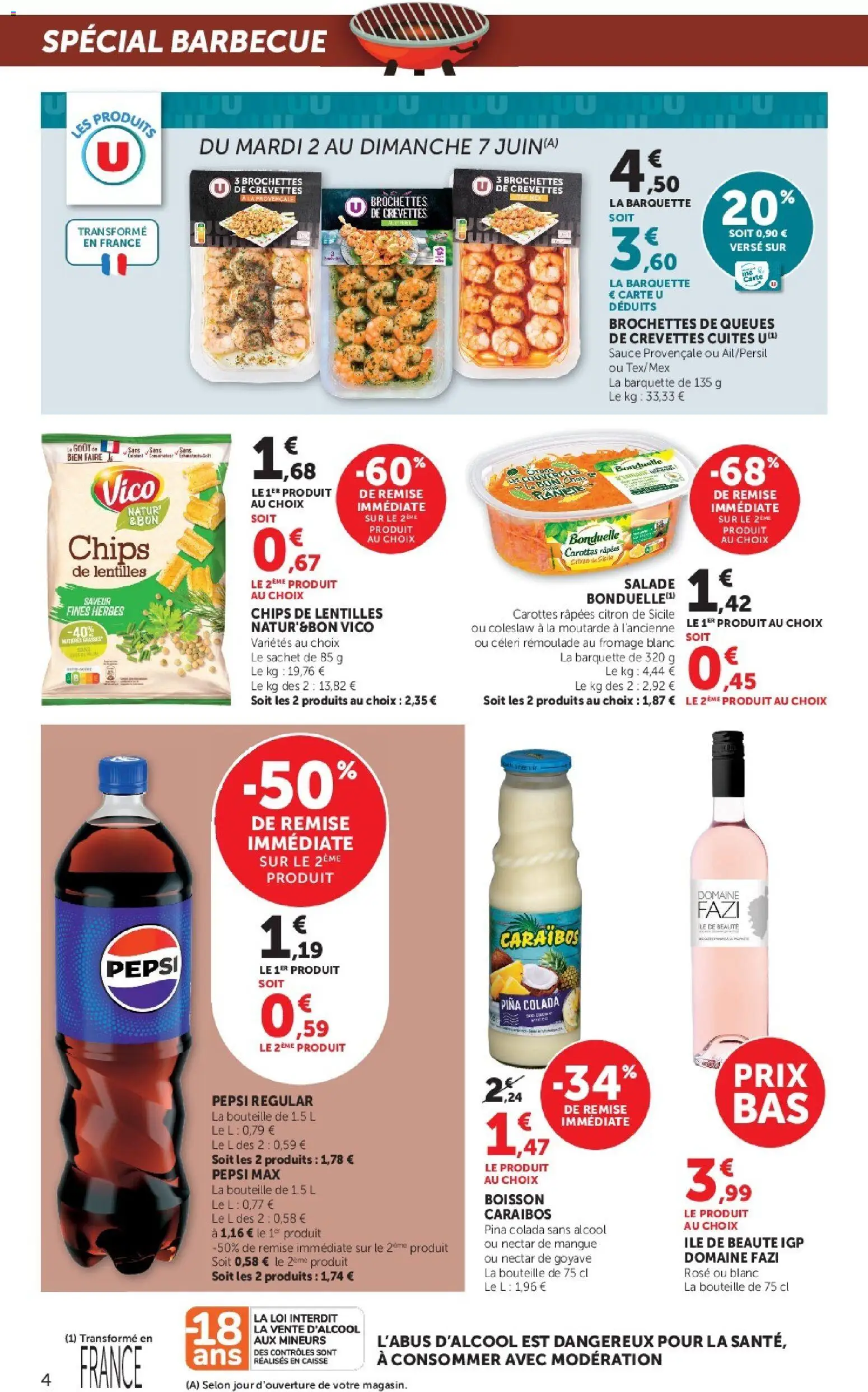 {H1} | Page: 4 | Produits: Carottes, Barbecue, Fromage, Chips