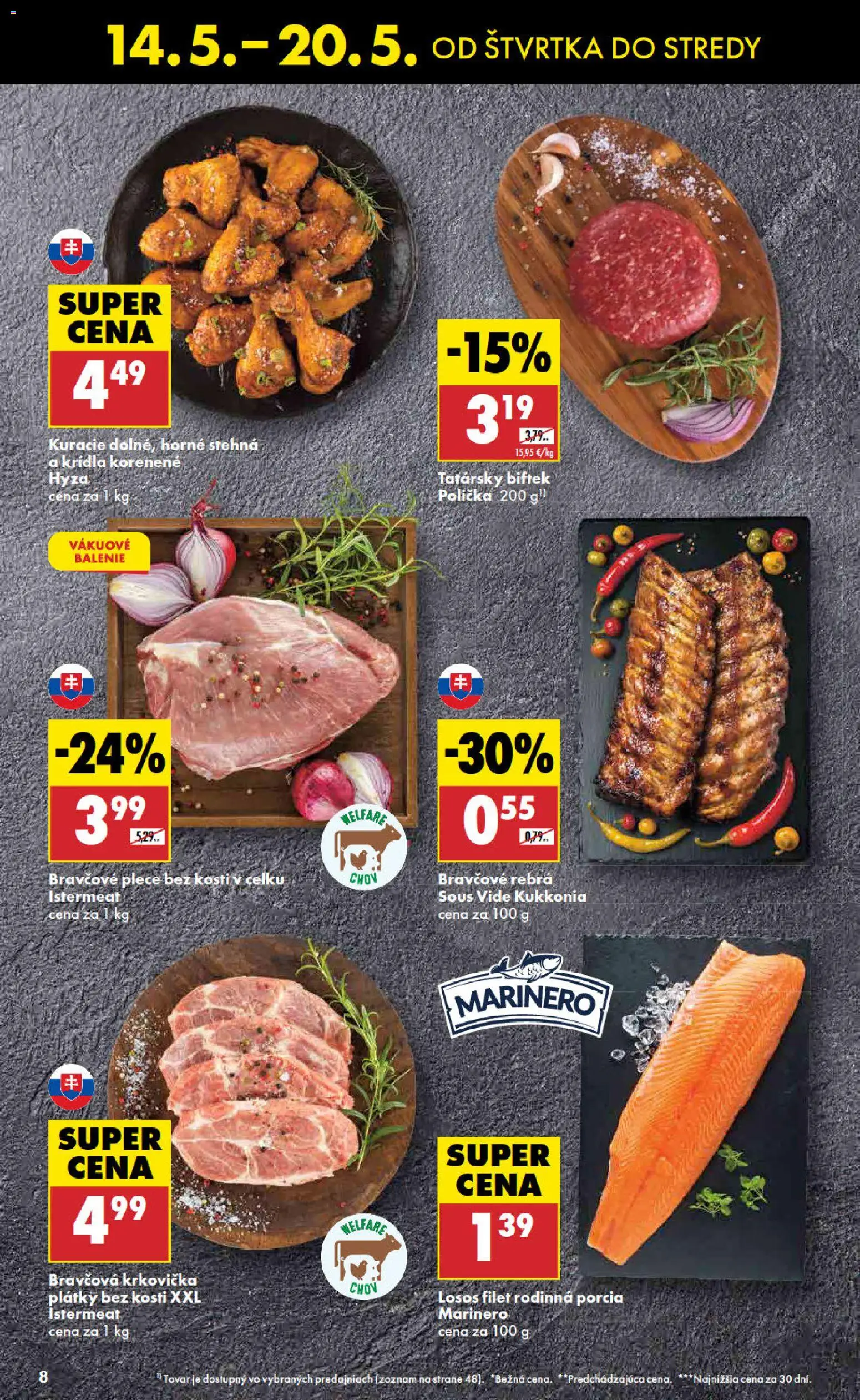 Nové Biedronka akcie – leták je platný od 14.05.2026 | Strana: 8 | Produkty: Bravčová krkovička, Losos, Krkovička