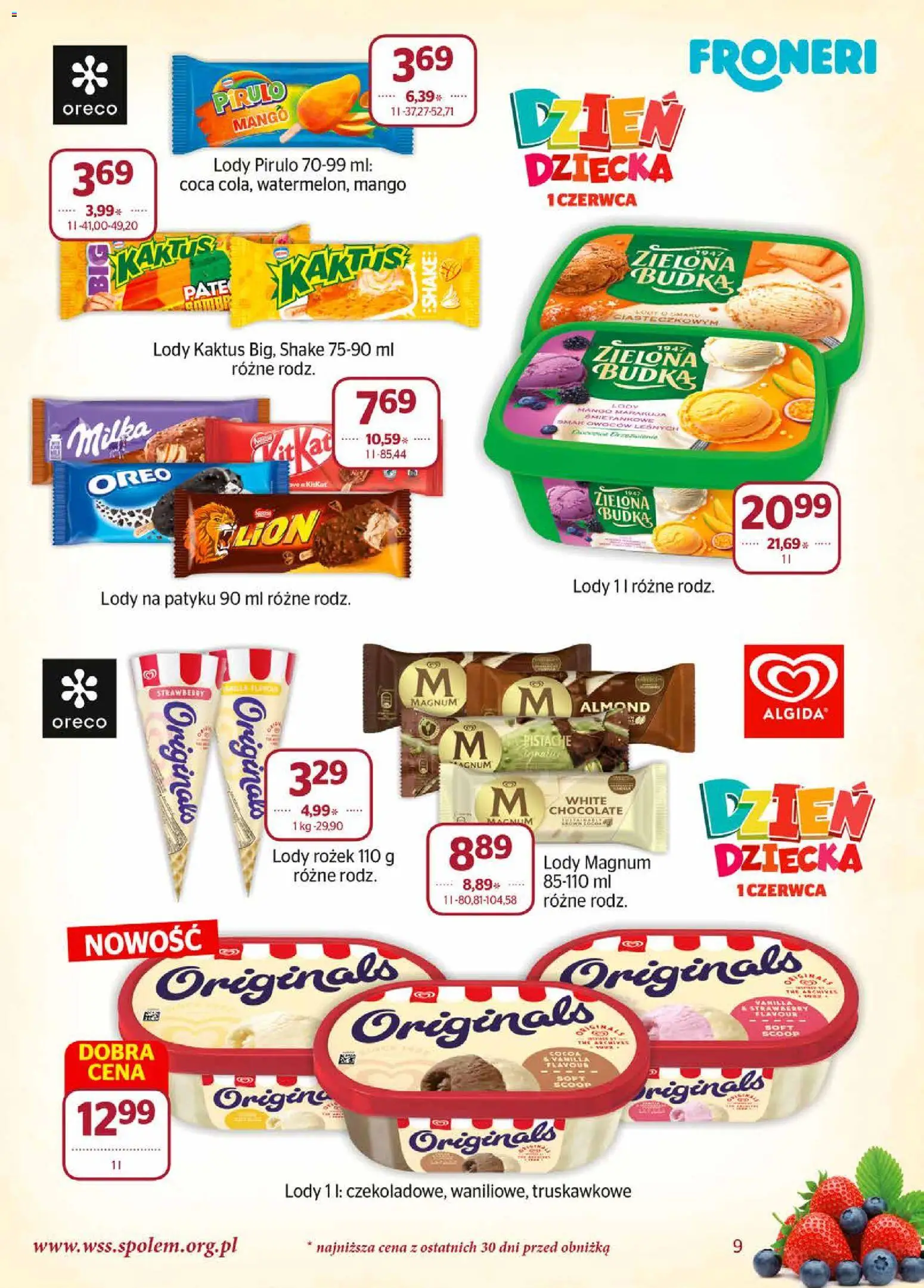 Społem gazetka od 01.06.2026 | Strona: 9 | Produkty: Mango, Lody na patyku, Lody mango, Lody Kaktus