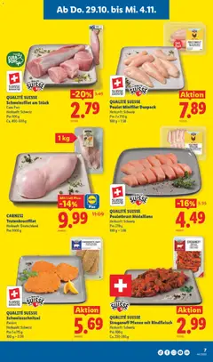 QUALITÉ SUISSE Pouletbrust Médaillons, Herkunft: Schweiz Pro 270 g 100 g = 1.66 ab 29.10.2026 gültig | Seite: 9