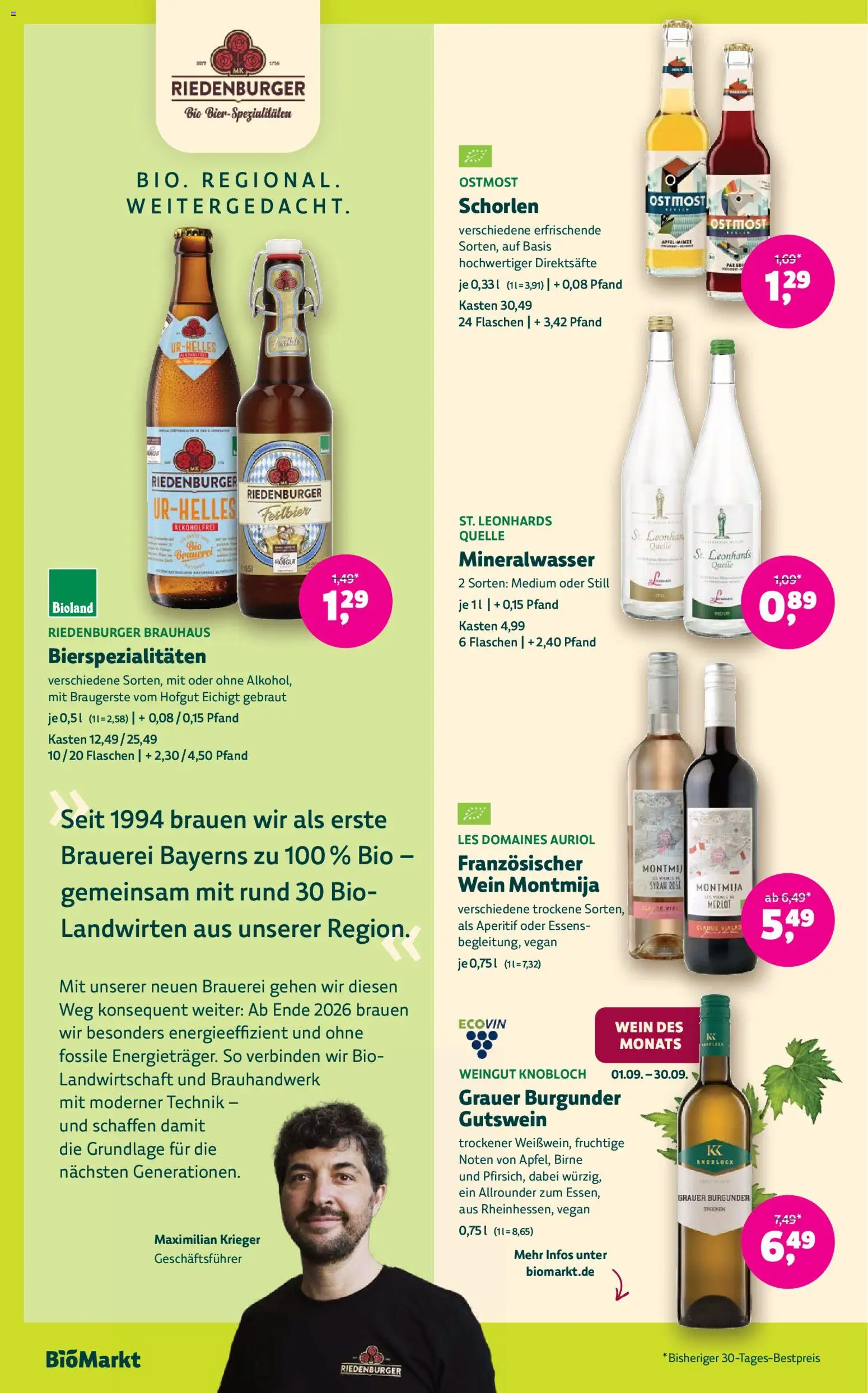 BioMarkt Prospekt – gültig ab 09.09.2026 | Seite: 12 | Produkte: Merlot, Äpfel, Birne, Wein