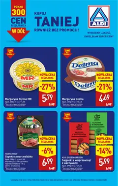 Pogląd oferty "Aldi gazetka - Ceny w dół" - ważna od 14.09.2026 | Strona: 7 | Produkty: Sajgonki, Margaryna, Szynka szwarcwaldzka, Wieprzowina