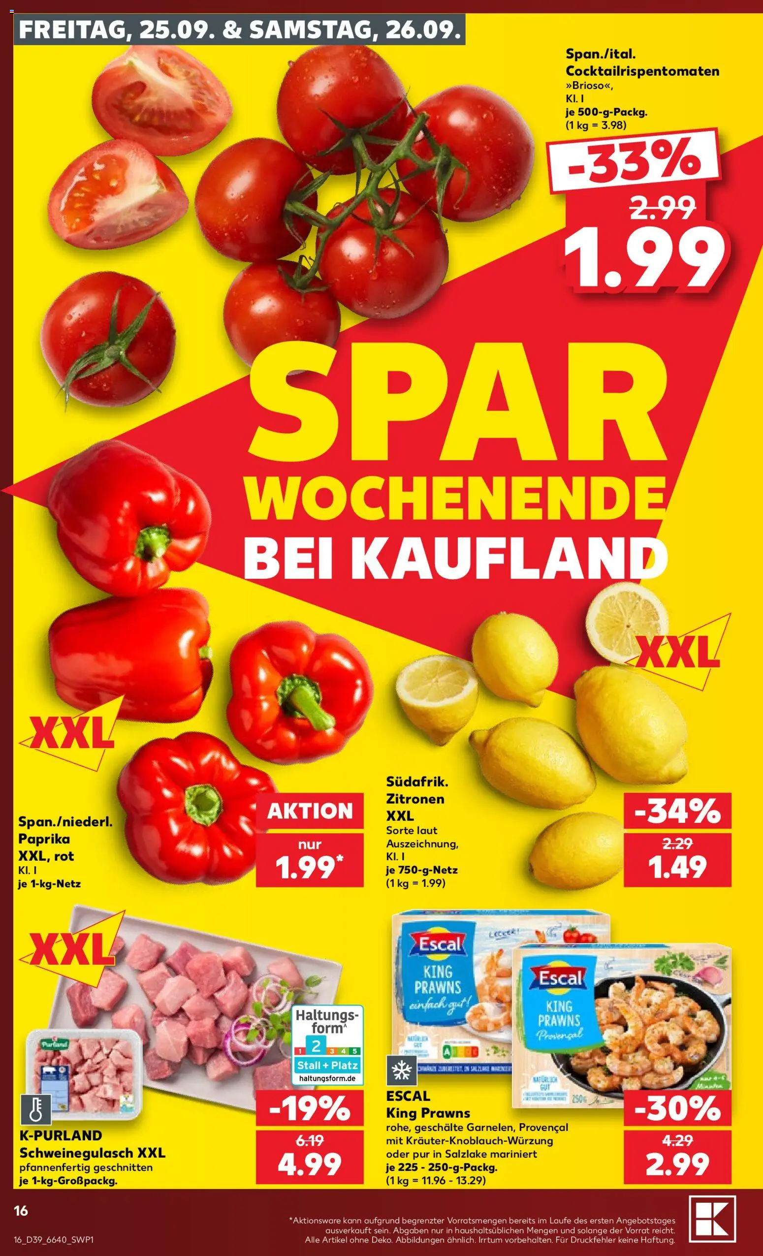 Kaufland Prospekt – gültig ab 24.09.2026 | Seite: 16 | Produkte: Schweinegulasch, Paprika, Zitronen