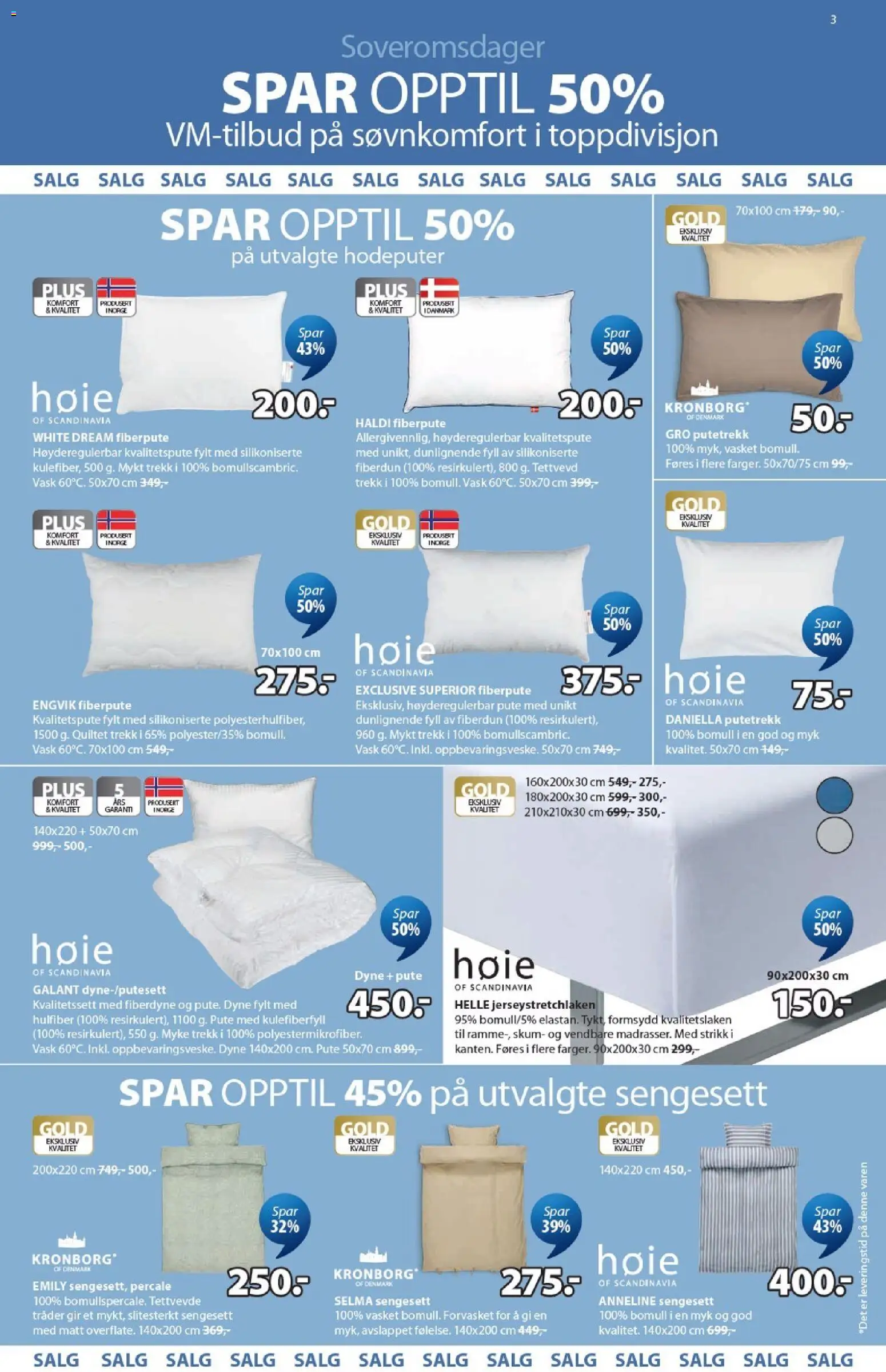 {H1} | Side: 3 | Produkter: Dyne, Pute, Putetrekk, Strikk