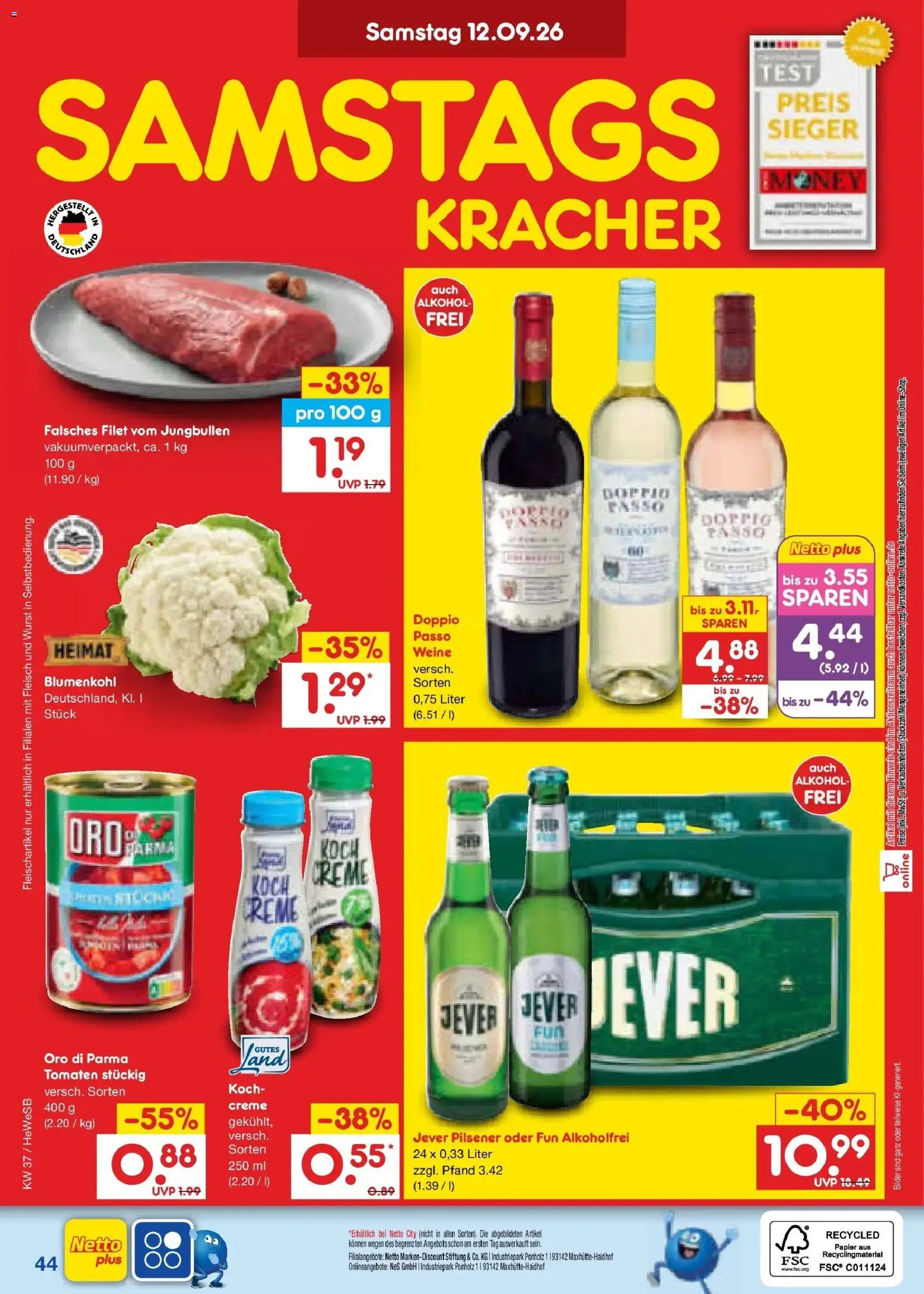 Netto Marken-Discount Prospekt Hamburg – gültig ab 07.09.2026 | Seite: 62 | Produkte: Tomaten, Creme, Oro di parma, Alkohol
