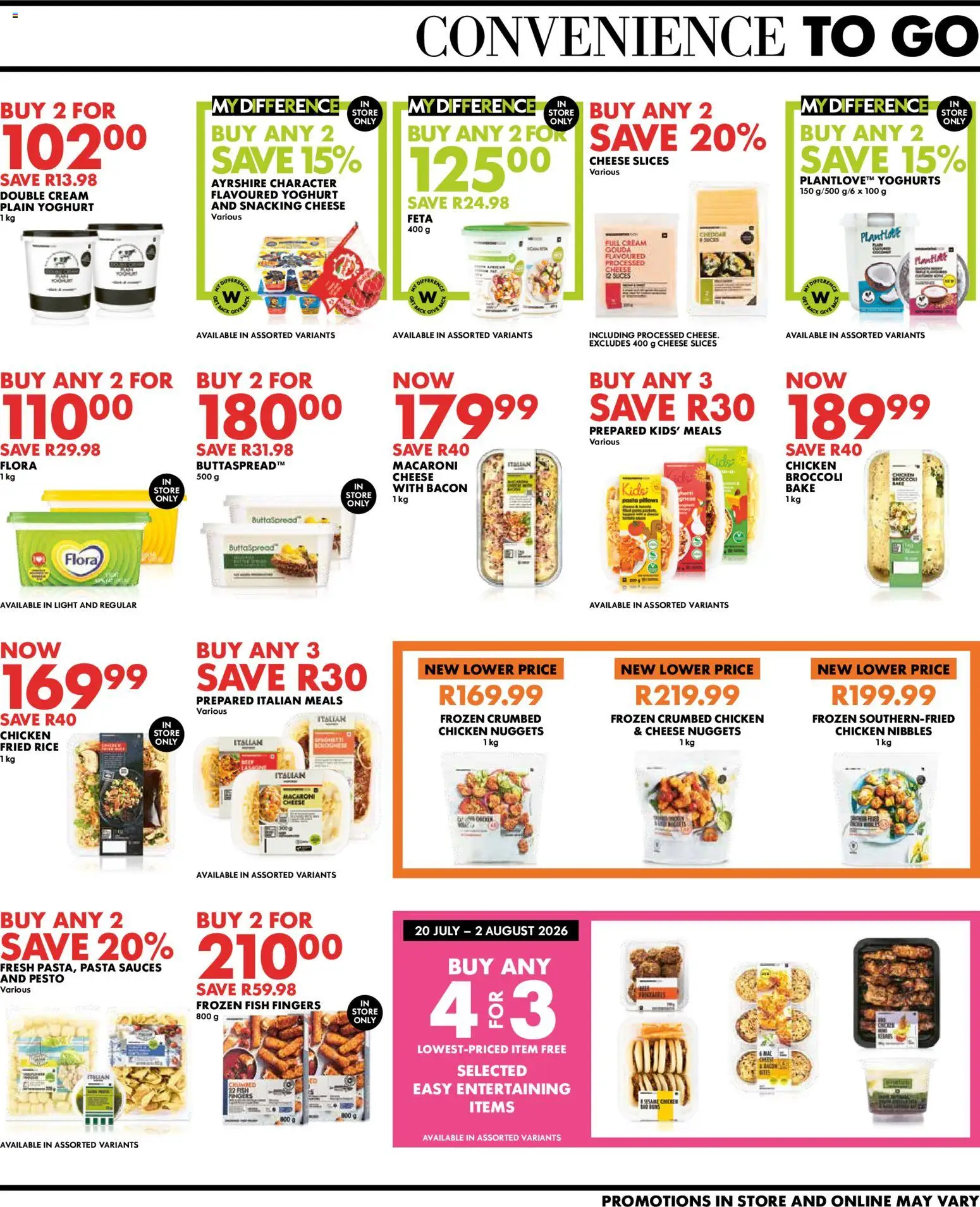 New Woolworths catalogue – valid from 20/07/2026 | Page: 5 | Products: Cheese, Sauces, Pasta, Bacon