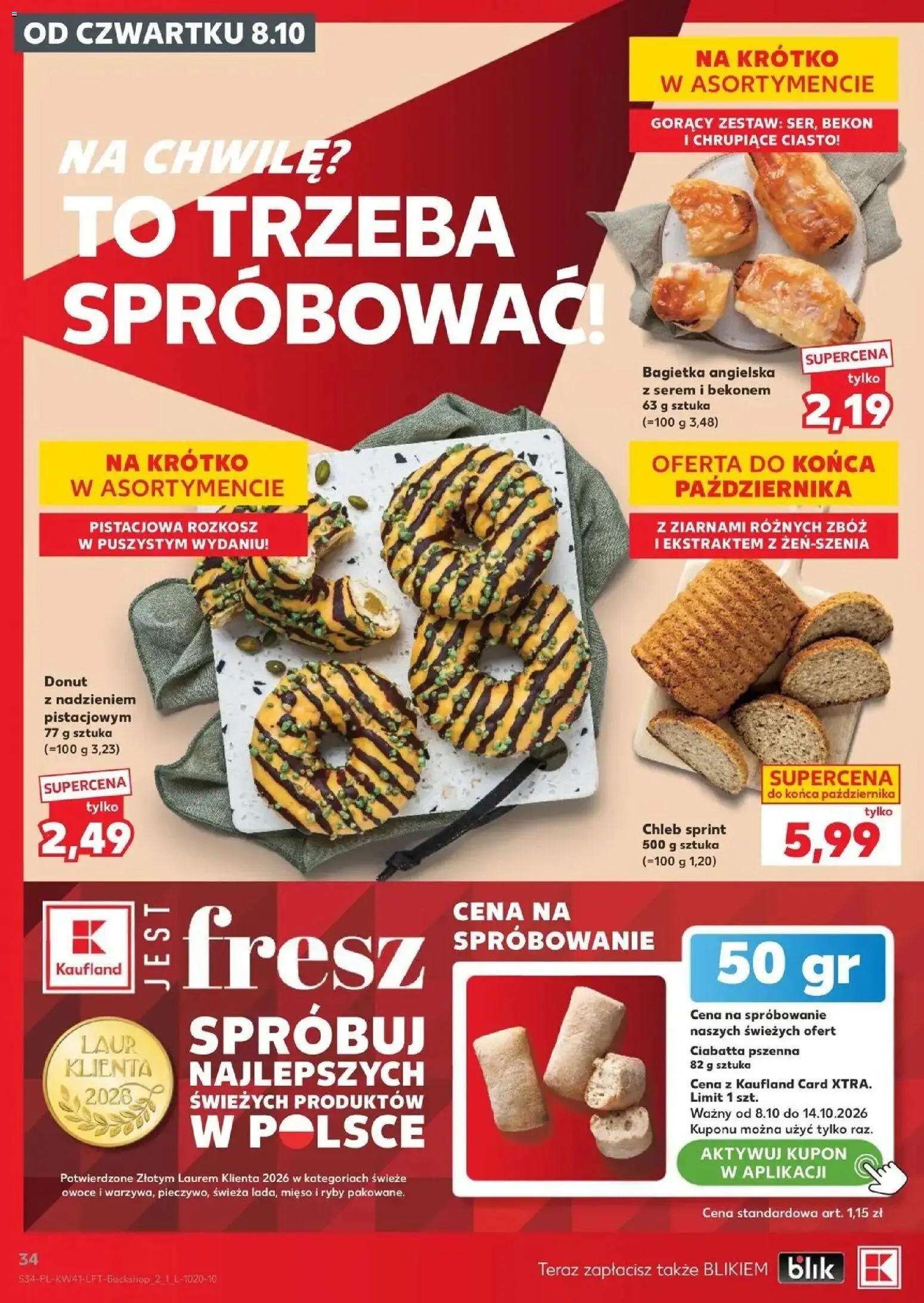 Kaufland aktualna gazetka od 08.10.2026 - od jutra PDF | Strona: 34 | Produkty: Serem, Mięso, Bagietka, Owoce