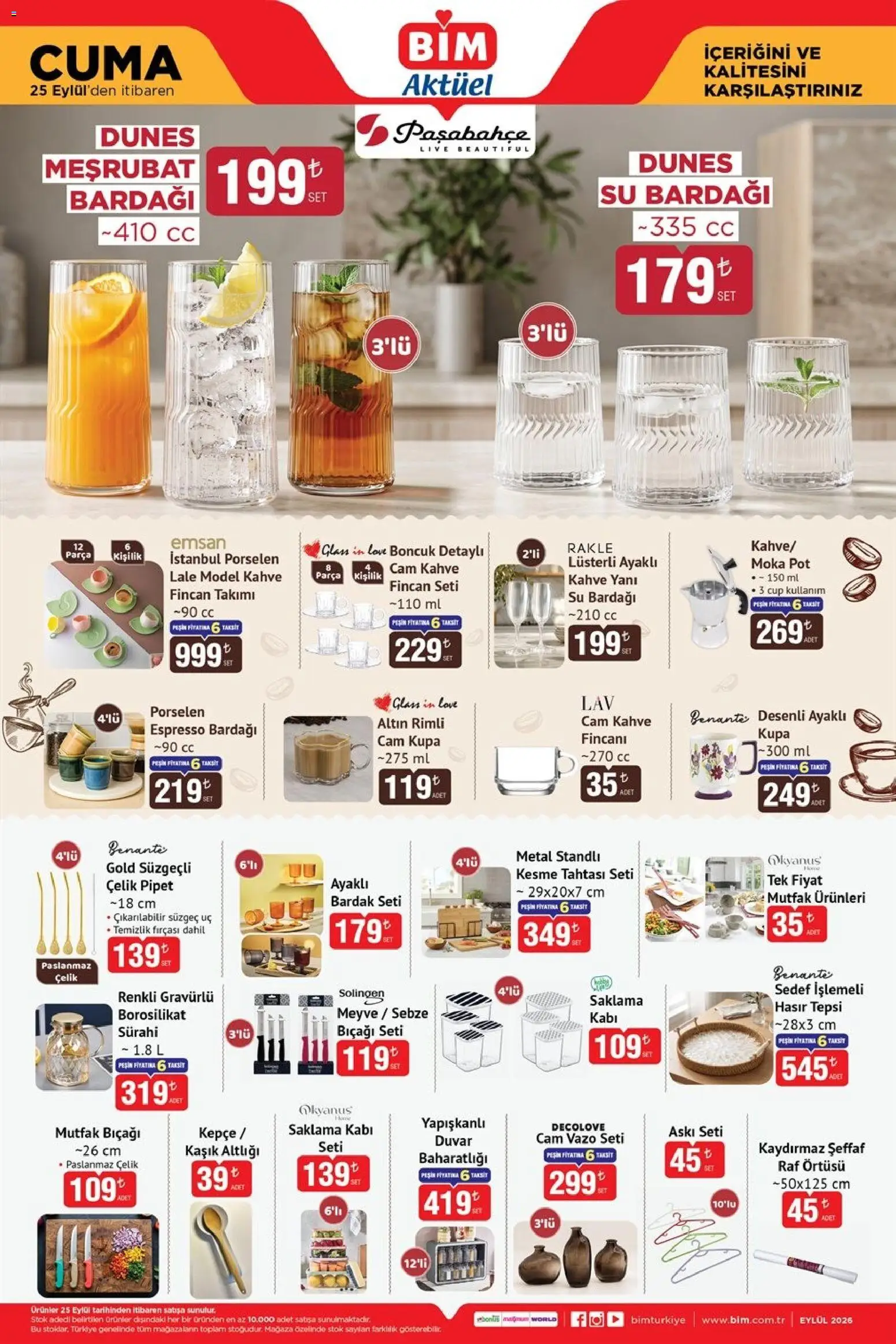 BİM - Katalog Cuma - 25 Eylül 2026 tarihinden itibaren geçerlidir | Sayfa: 1 | Ürünler: Askı, Bardak, Tepsi, Sürahi