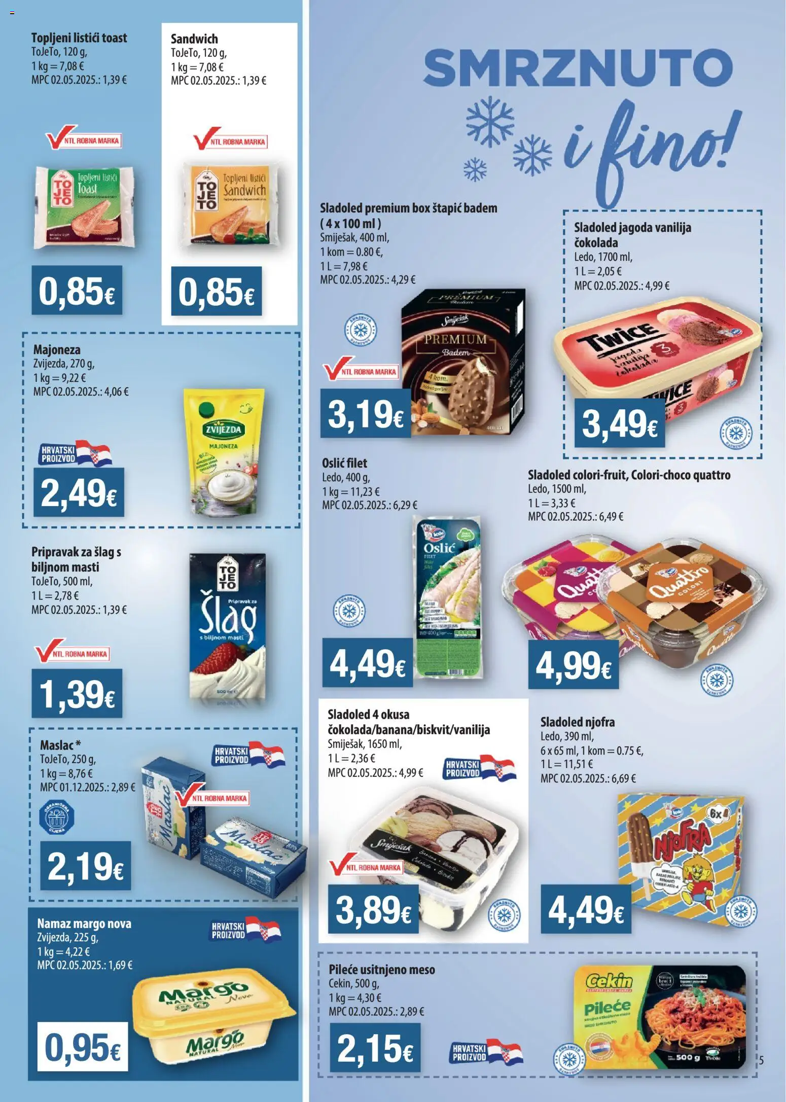 NTL katalog | vrijedi od 19.08.2026 | Stranica: 5 | Proizvodi: Meso, Čokolada, Badem, Oslić