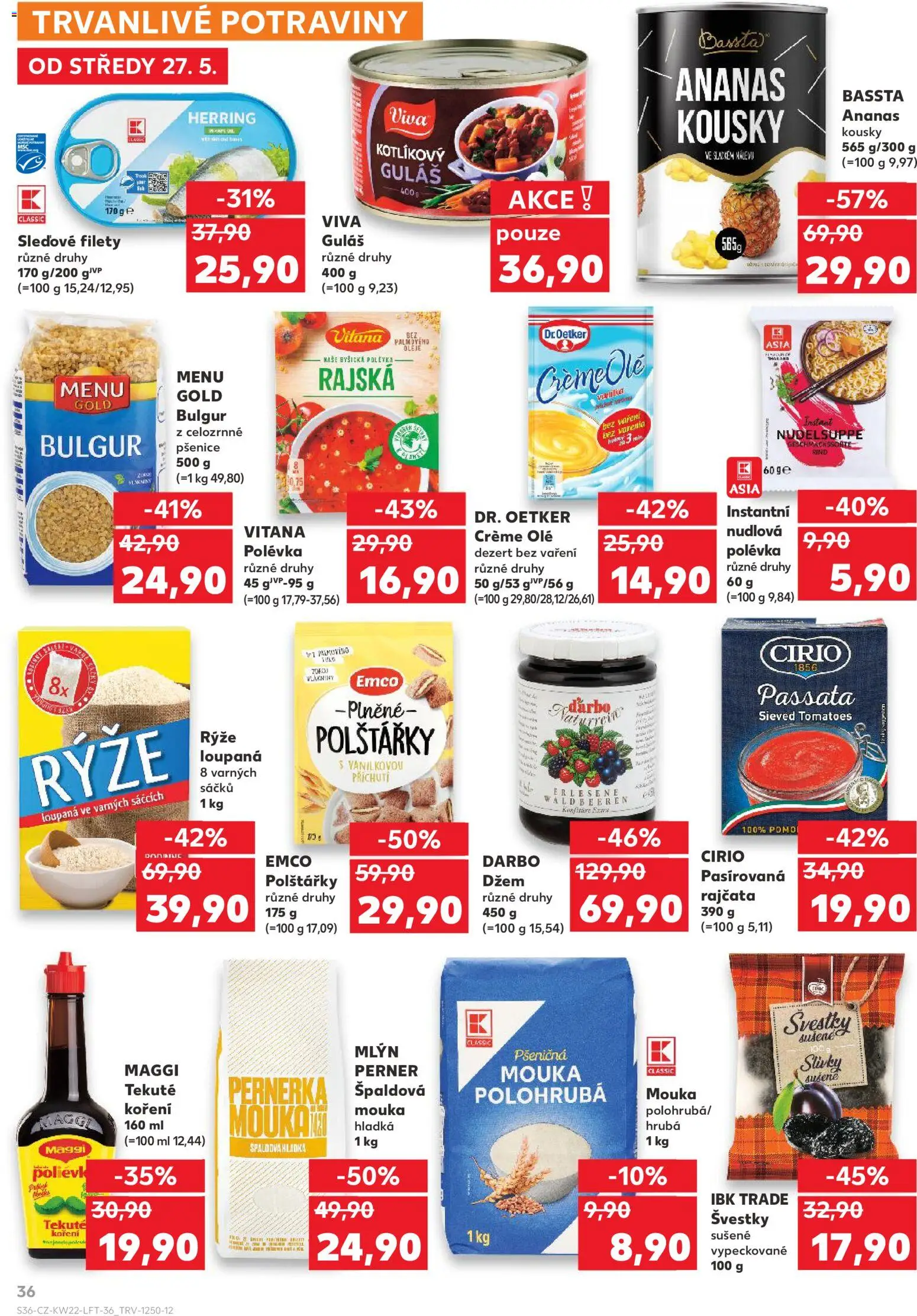 Kaufland leták od 27.05.2026 | Strana: 36 | Produkty: Pasírovaná rajčata, Maggi, Rýže, Bulgur