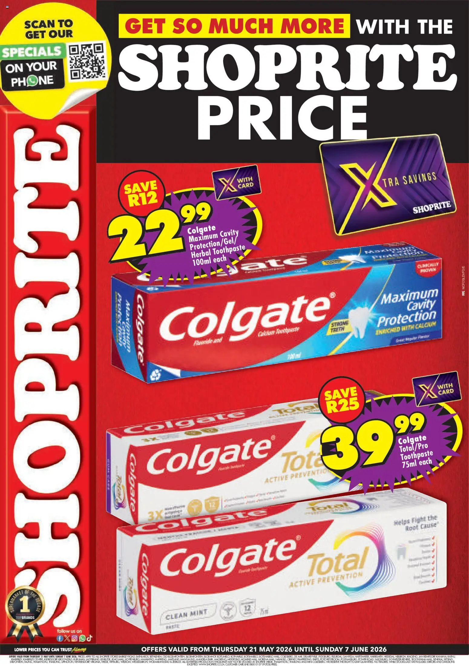 New Shoprite catalogue – valid from 21.05.2026 | Page: 1 | Products: Phone, Toothpaste