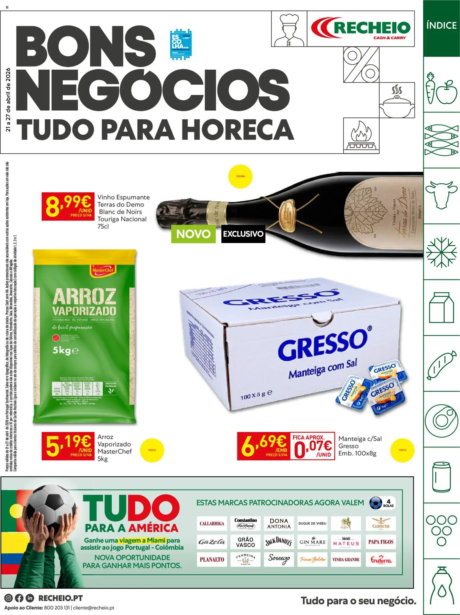 Recheio Horeca │ válido de 21.04.2026 | Página: 1 | Produtos: Espumante, Sal, Vinho, Arroz