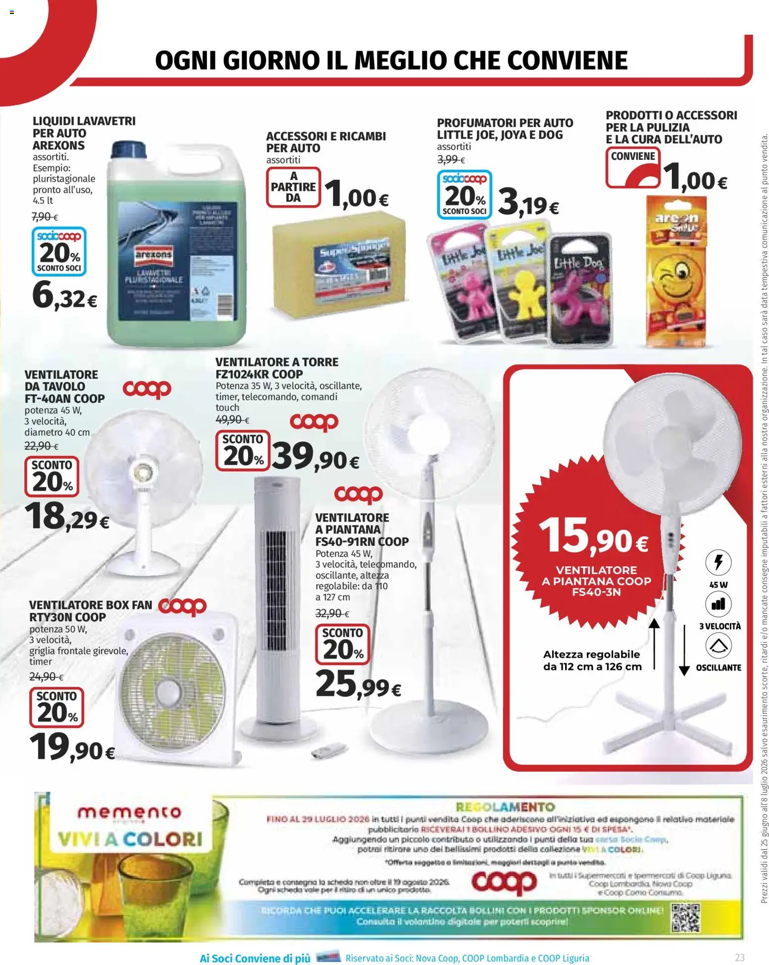 Volantino COOP del 25/06/2026 | Pagina: 23 | Prodotti: Ventilatore, Griglia, Fan, Tavolo