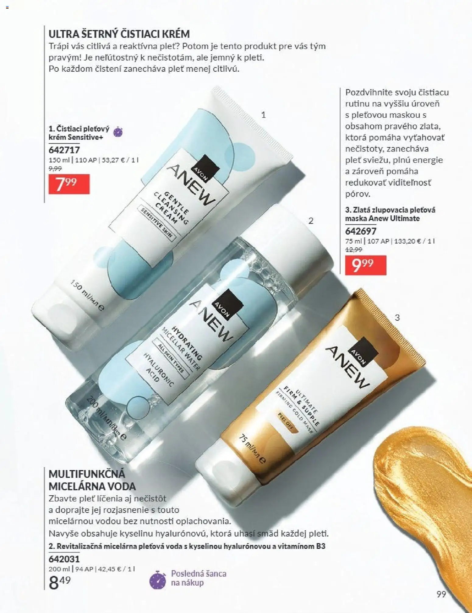 Nové Avon akcie – leták je platný od 01.08.2026 | Strana: 99 | Produkty: Maska, Krém, Voda