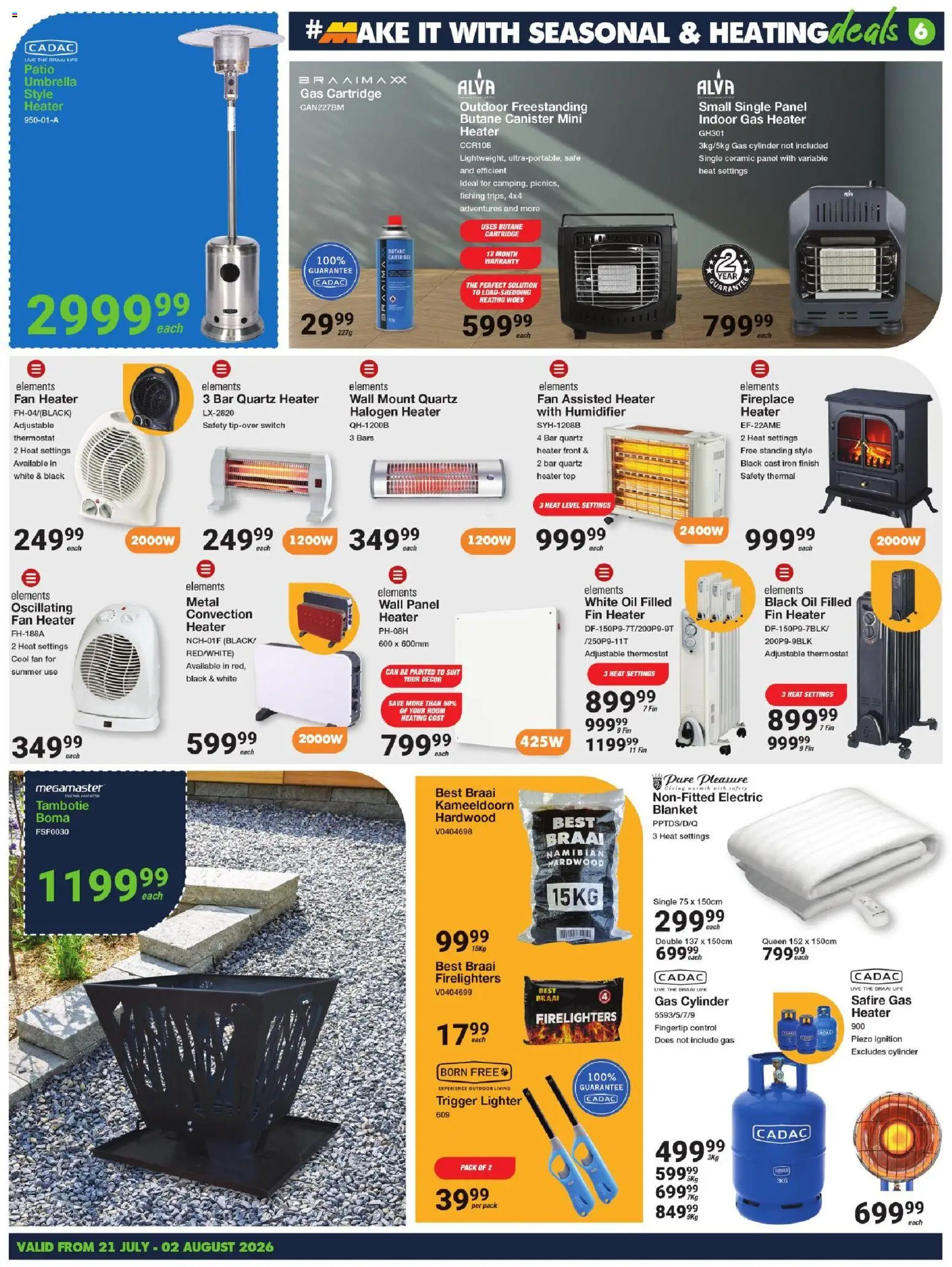 New MICA catalogue – valid from 21/07/2026 | Page: 6 | Products: Umbrella, Fan heater, Switch, Heater