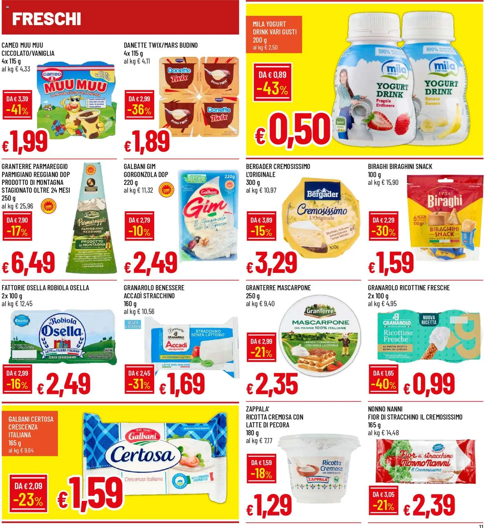 Volantino Famila del 29/10/2026 | Pagina: 11 | Prodotti: Senza glutine, Latte, Ricotta, Parmigiano reggiano