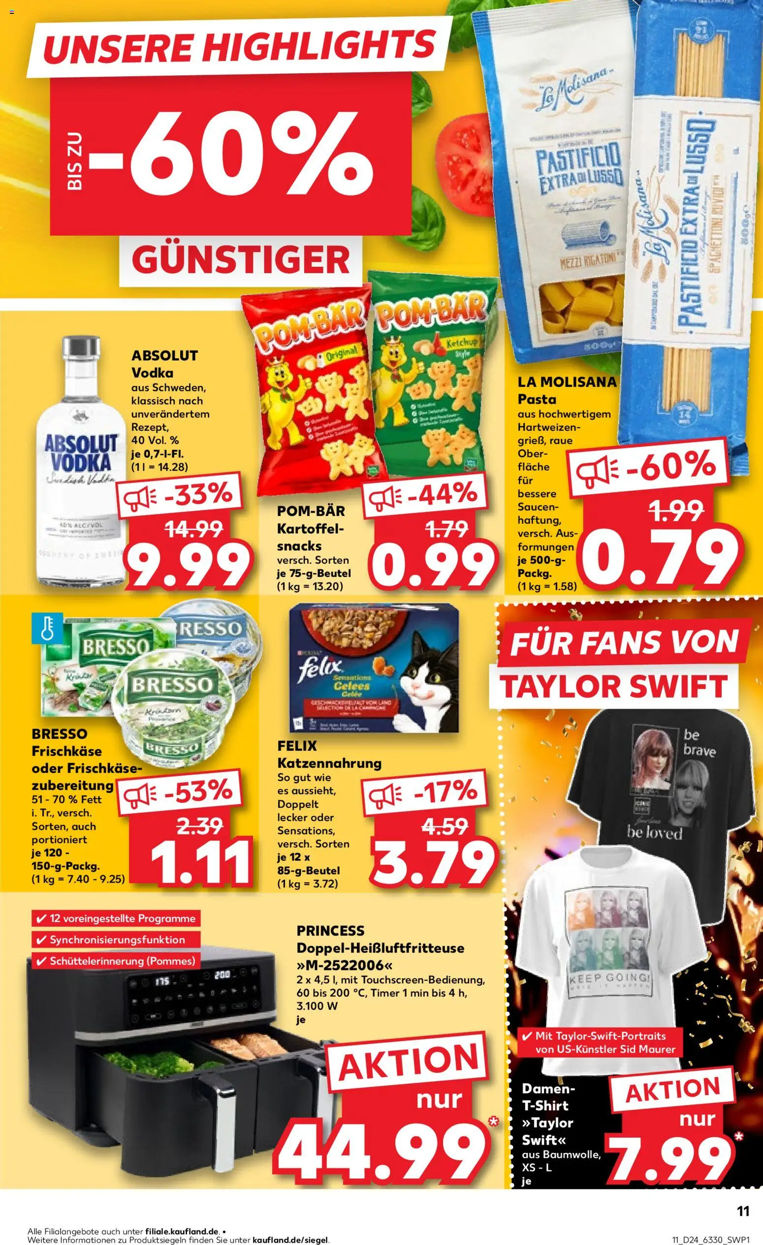 Kaufland Prospekt Hamburg – gültig ab 11.06.2026 | Seite: 11 | Produkte: T-Shirt, Pommes, Vodka, Frischkase