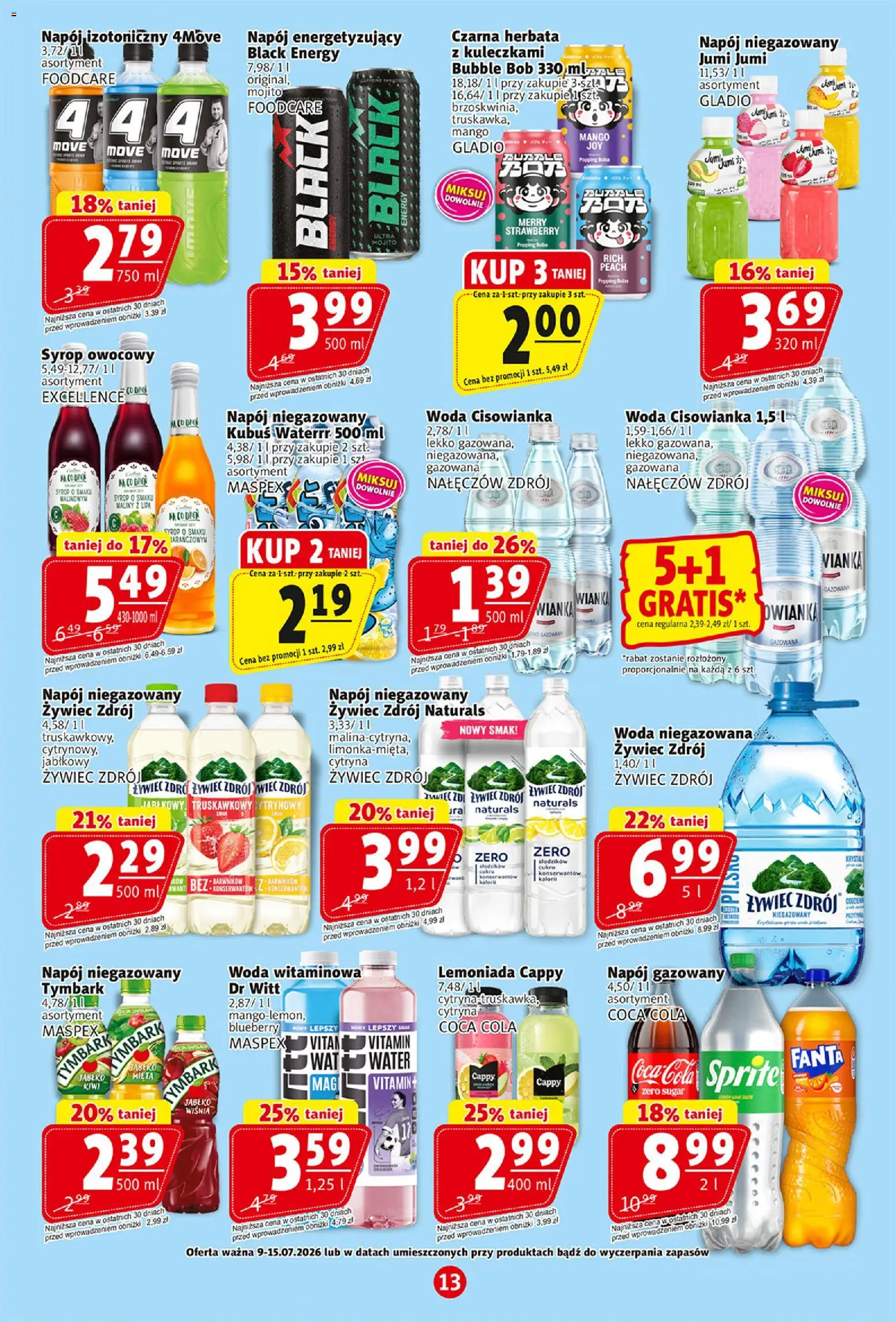 Prim Market gazetka od 09.07.2026 | Strona: 13 | Produkty: Cytryna, Sprite, Bób, Woda niegazowana