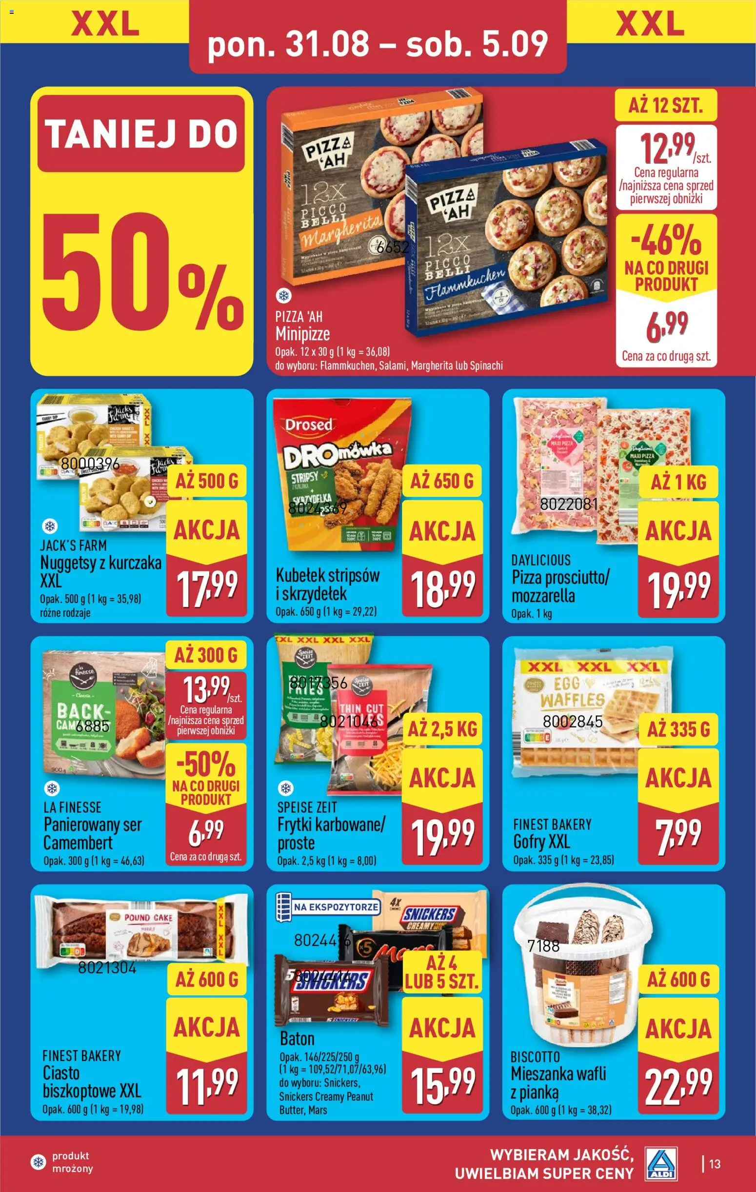 Aldi Polsko leták od 31.08.2026 | Strana: 13 | Produkty: Stripsy, Finest, Gofry, Camembert