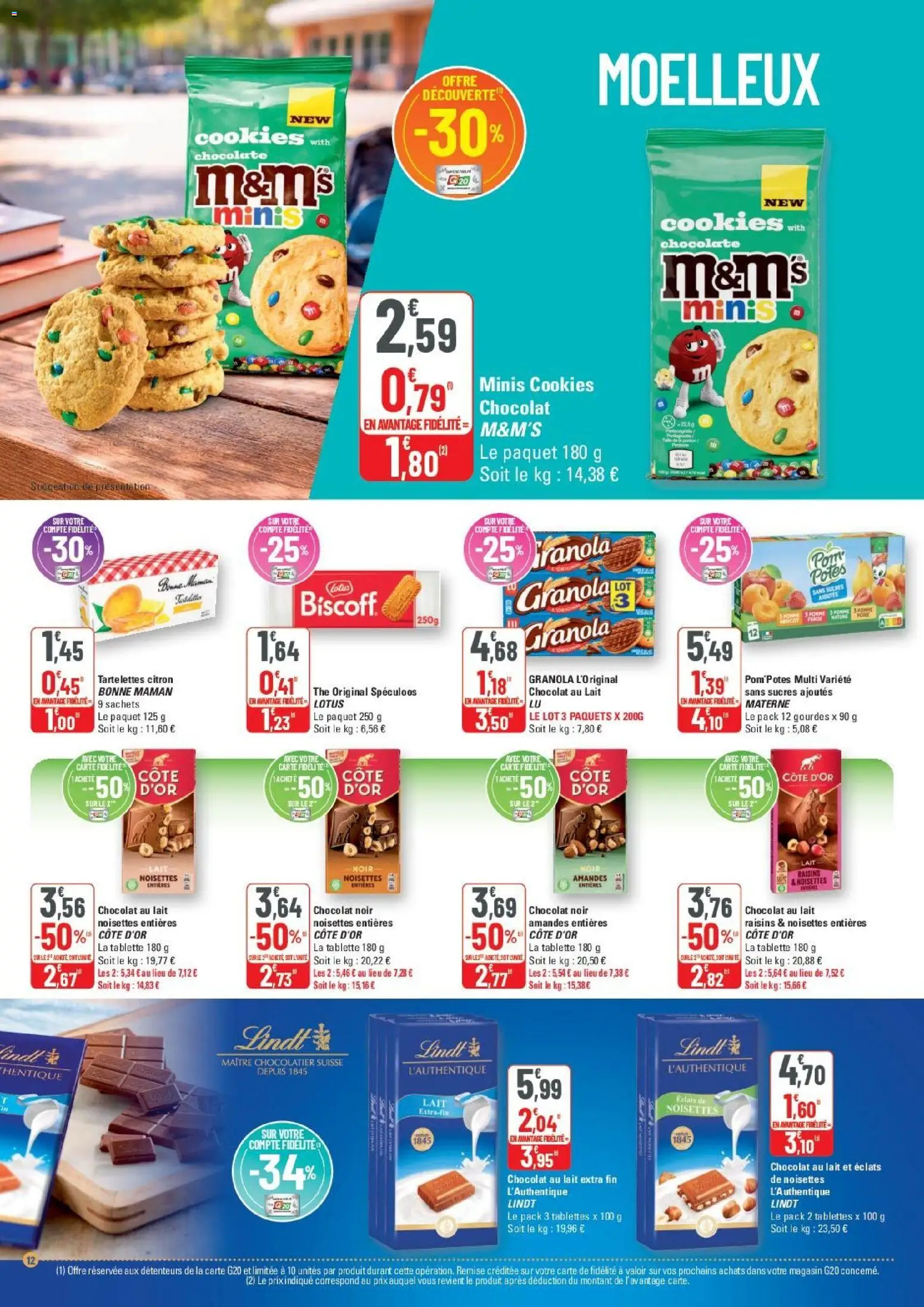 {H1} | Page: 12 | Produits: Tablette, Cookies, Spéculoos, Amandes