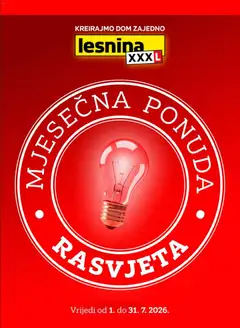 Lesnina Mjesečna ponuda rasvjete - Pregled kataloga iz trgovine Lesnina, vrijedi od 01.07.2026