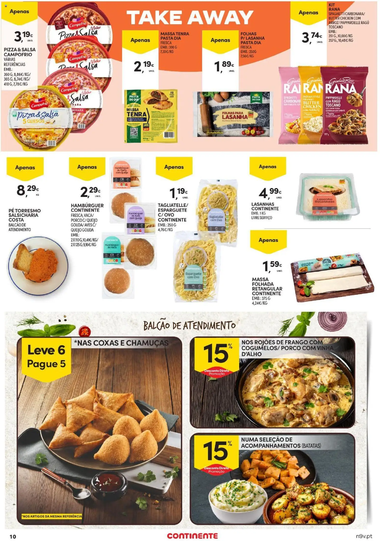 Continente folheto Açores │ válido de 15/10/2026 | Página: 10 | Produtos: Esparguete, Lasanha, Queijo, Pizza