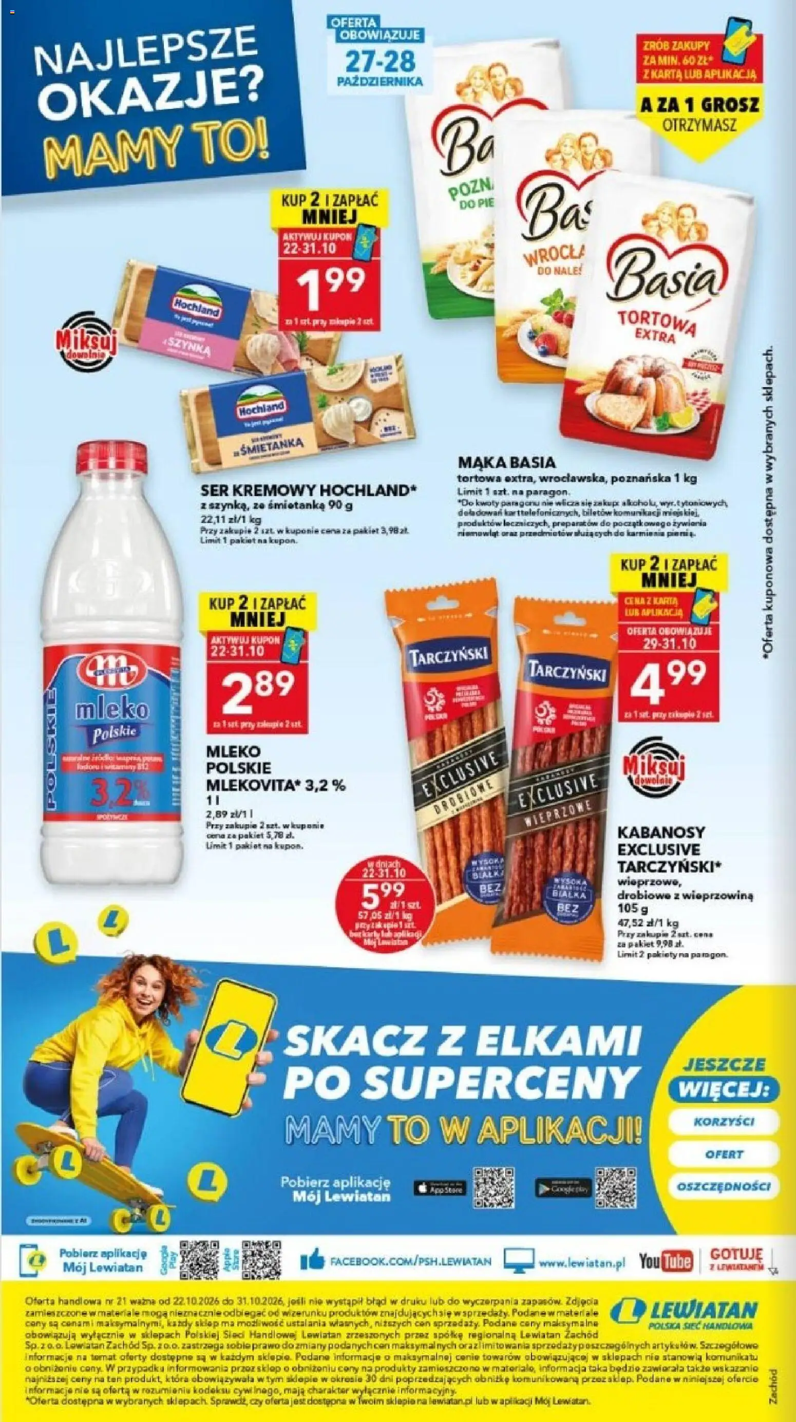 Lewiatan gazetka - Szczecin od 22.10.2026 | Strona: 16 | Produkty: Karta, Mąka basia, Mleko, Ser