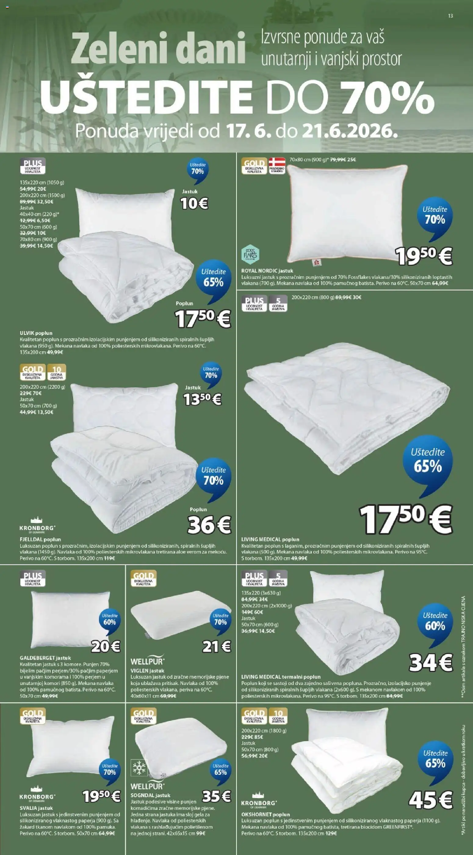 JYSK katalog | vrijedi od 17.06.2026 | Stranica: 13 | Proizvodi: Jastuk, Poplun