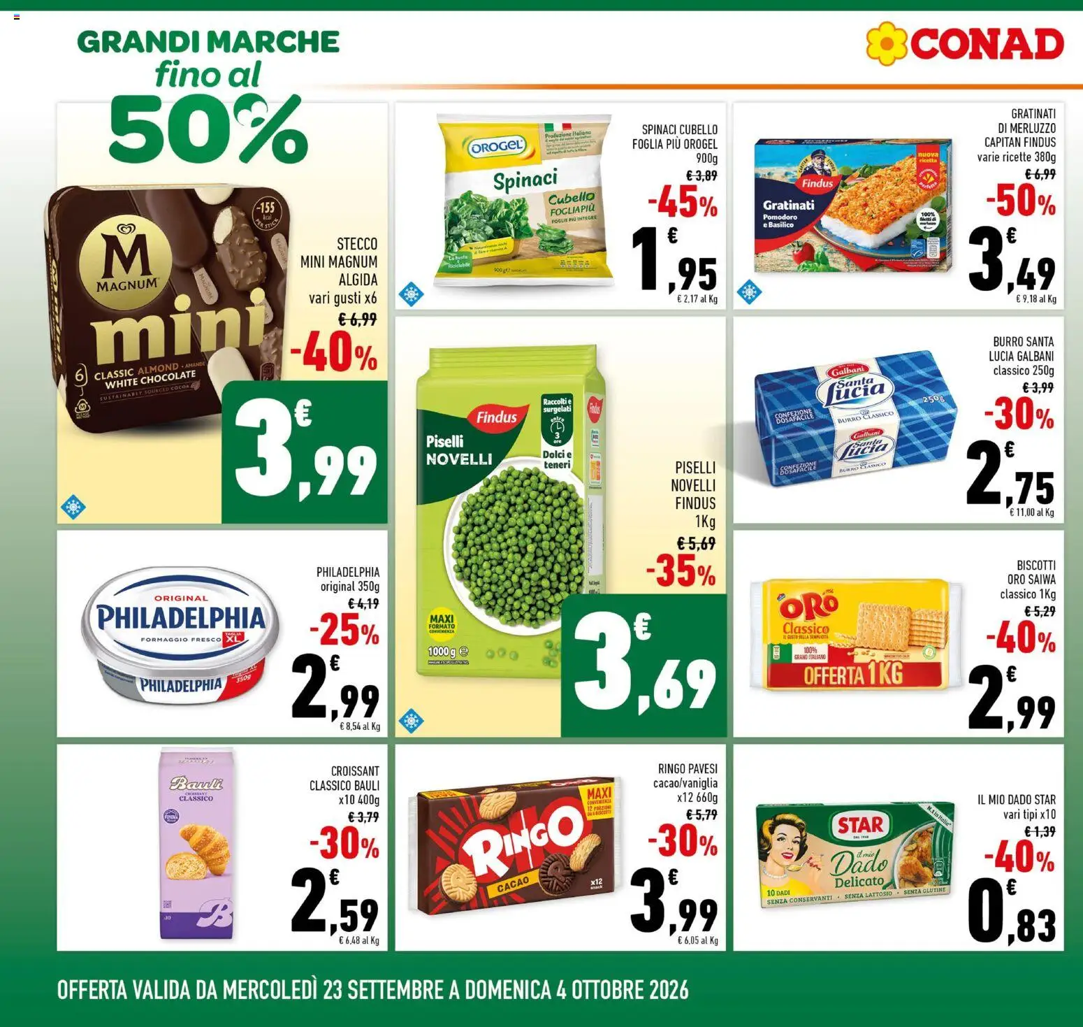 Volantino Conad del 23/09/2026 | Pagina: 2 | Prodotti: Merluzzo, Pomodoro, Formaggio, Burro
