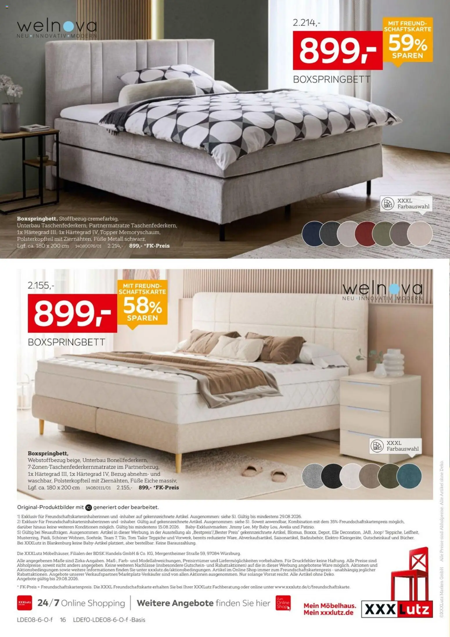 XXXLutz Boxspringbetten Spezial – gültig ab 15.08.2026 | Seite: 16 | Produkte: Boxspringbett, Topper