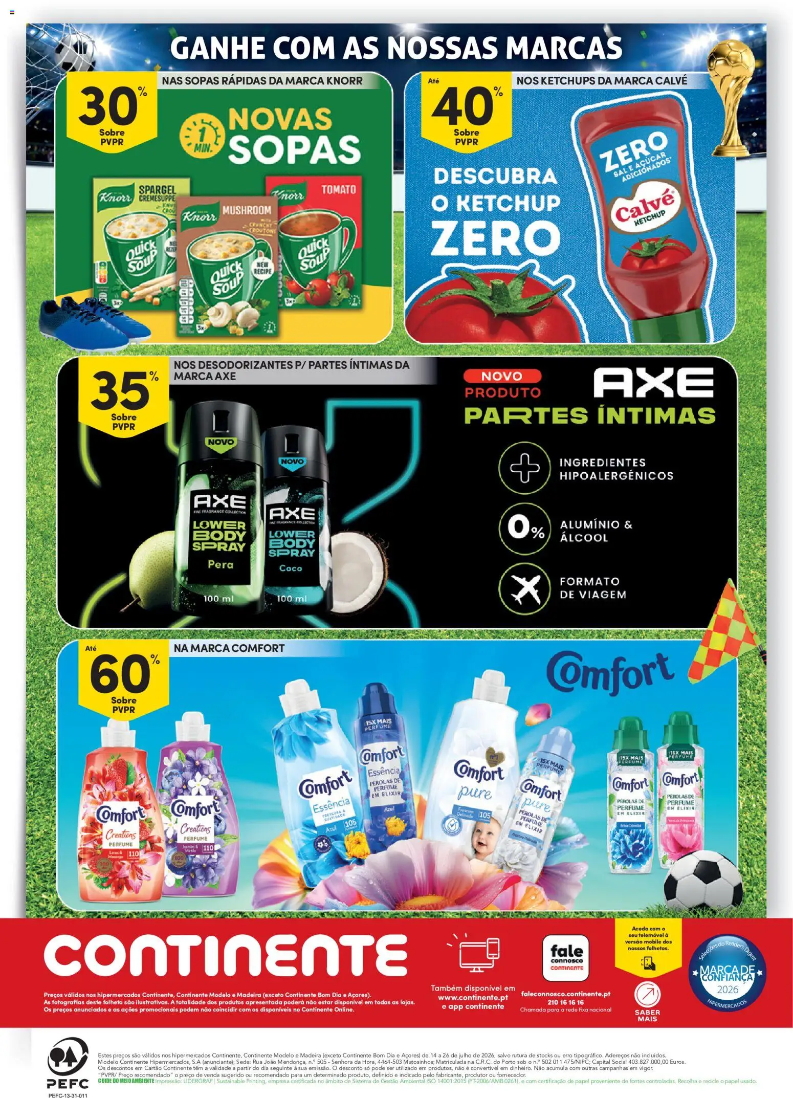 Continente Grandes Marcas │ válido de 14/07/2026 | Página: 16 | Produtos: Telemóvel, Perfume, Knorr, Sal